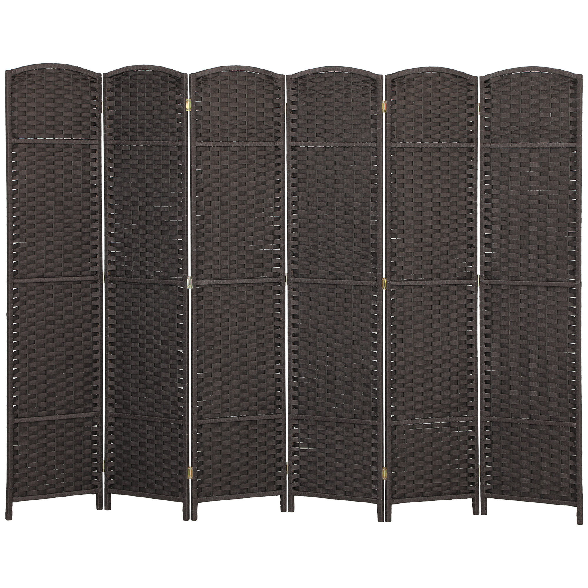 HOMCOM 6-teiliger Raumtrenner, Faltbarer Sichtschutz, Sichtschutzwand für Wohnzimmer, Schlafzimmer, Homeoffice, Braun