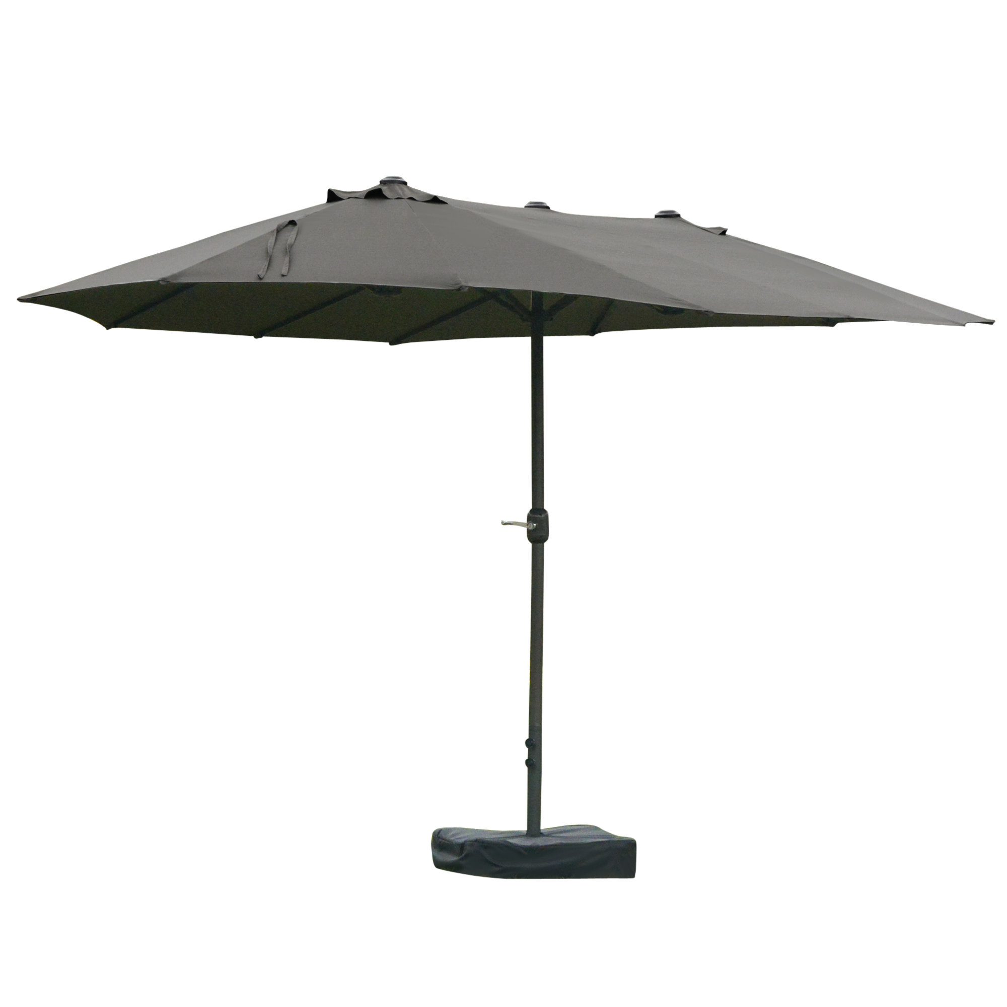 Parasol met parasolstandaard en dubbele parasol 460 x 270 cm donkergrijs
