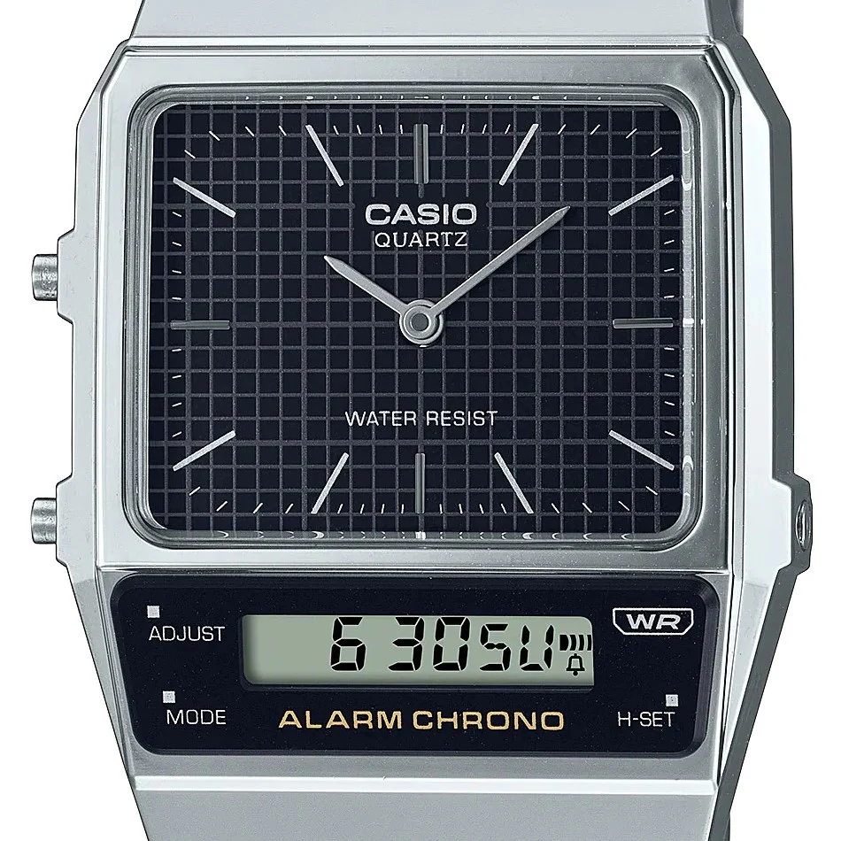 Casio vintage AQ-800E-1AEF doppio fuso orario nero
