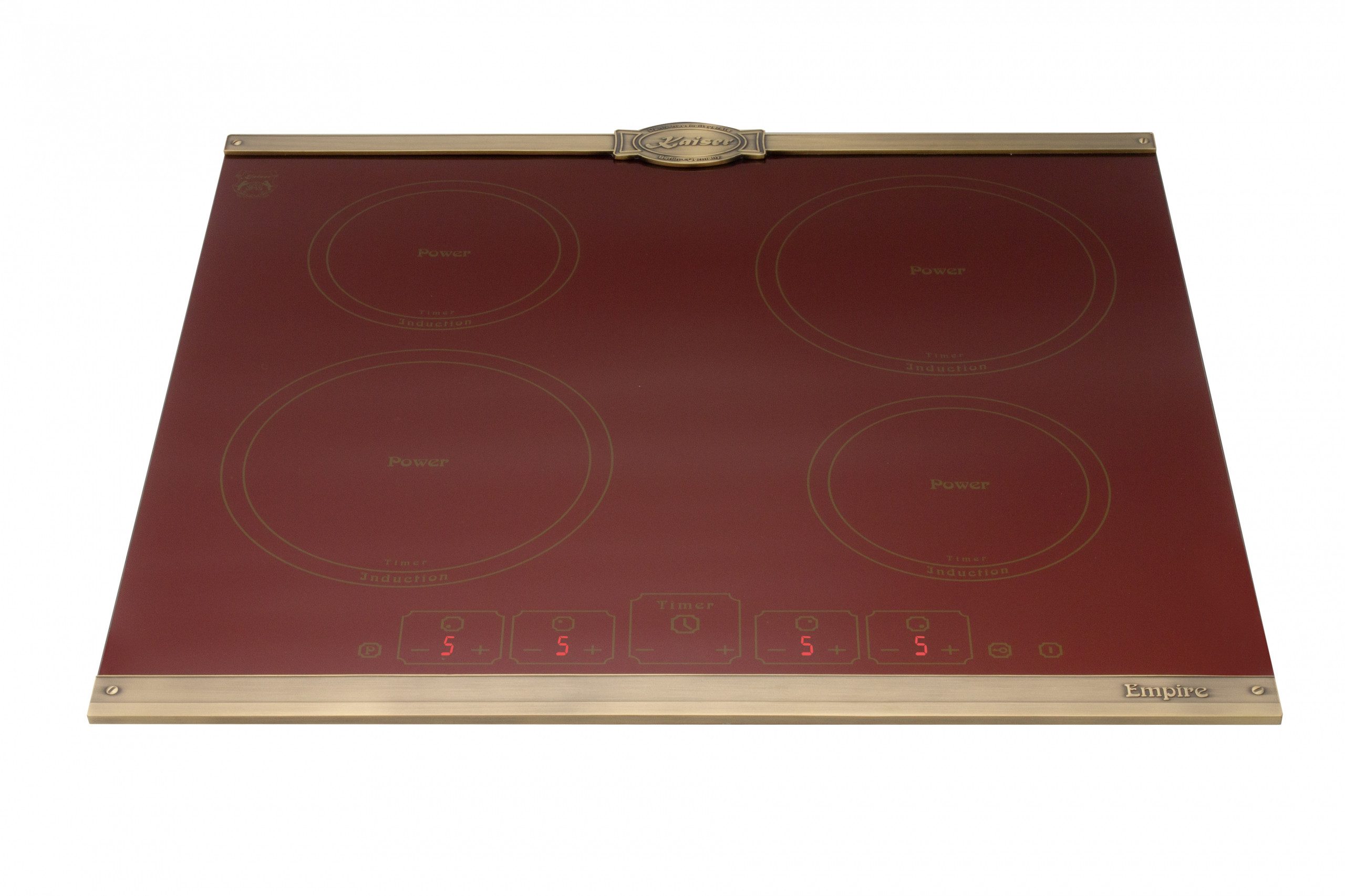 Induktions-Kochfeld Kaiser Empire Kochfeld Induktion KCT 6195 iRotEm Induktionskochfeld 60 cm Autark Bordeaux, 4 Induktions-Kochzonen mit Power-Funktion (Booster), Touch control, Timer