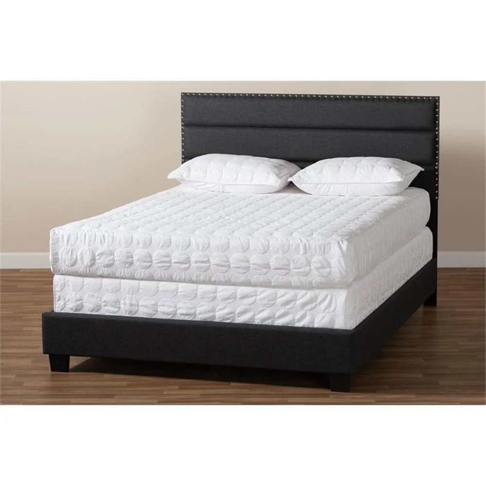 Bowery Hill Modern Fabric Upholstered Full Size Bed in Dark Gray
