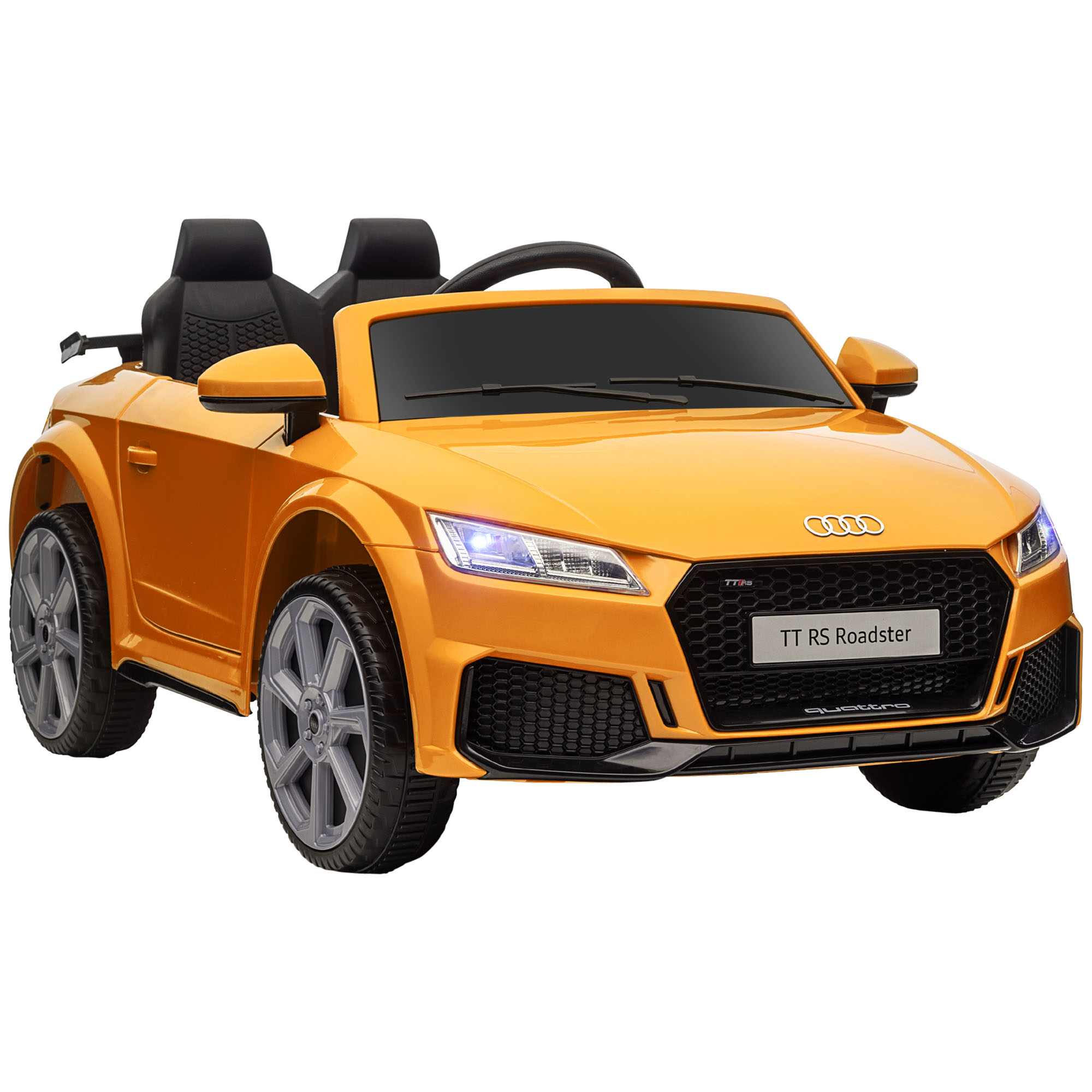 Kinder-elektrische auto, max. 3 km/u, met afstandsbediening, veiligheidsgordel, MP3-aansluiting, 3-5 jaar, geel