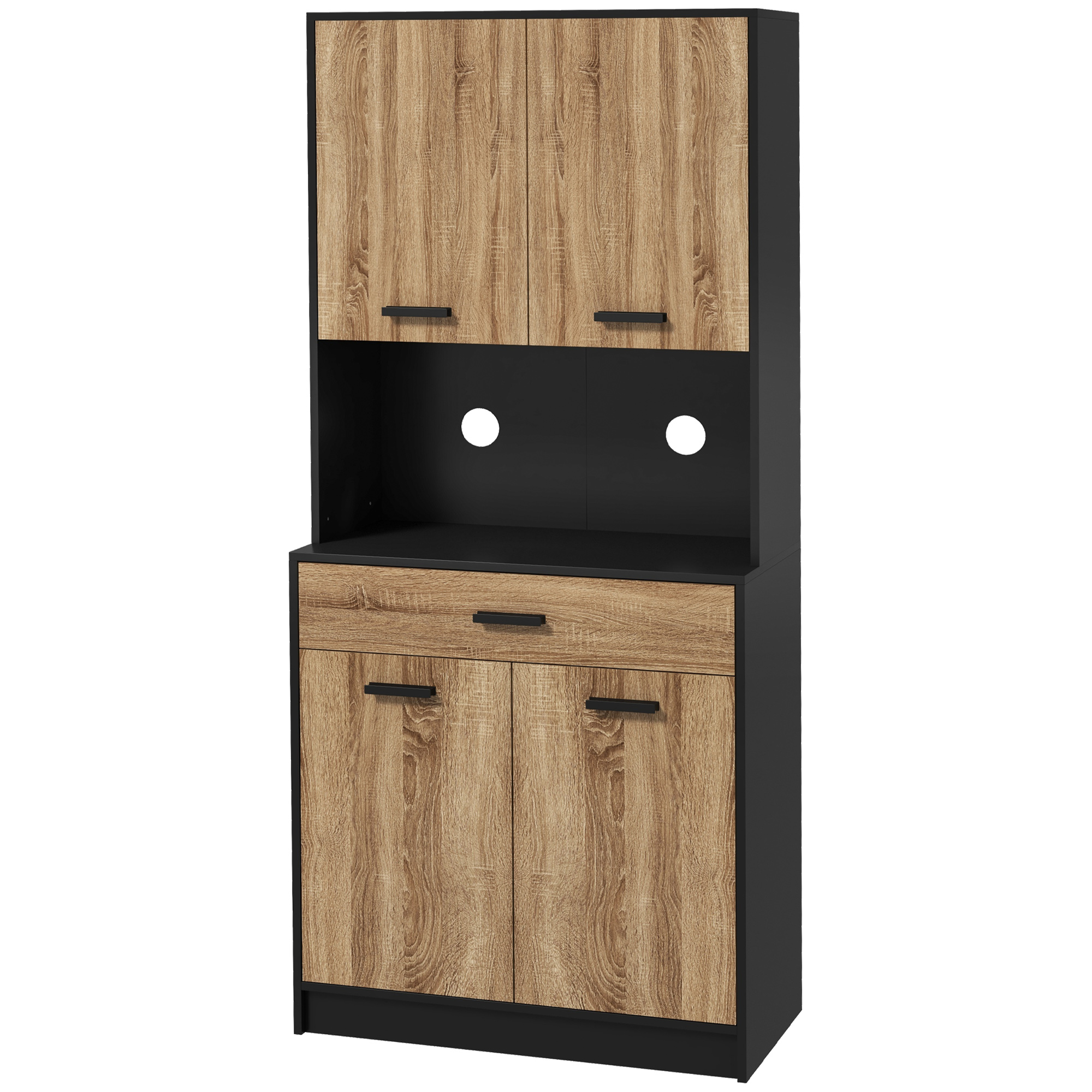 HOMCOM Küchenschrank Buffet Lagerung, 2 Schränke 4 Türen 1 Schublade, Kabeldurchlass 80B x 40T x 180H cm
