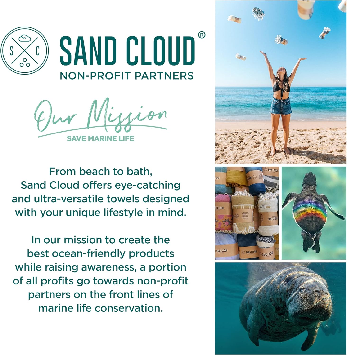 Sand Cloud Strandtuch Decke XXL – AS SEEN ON Shark Tank Seafoam Baja