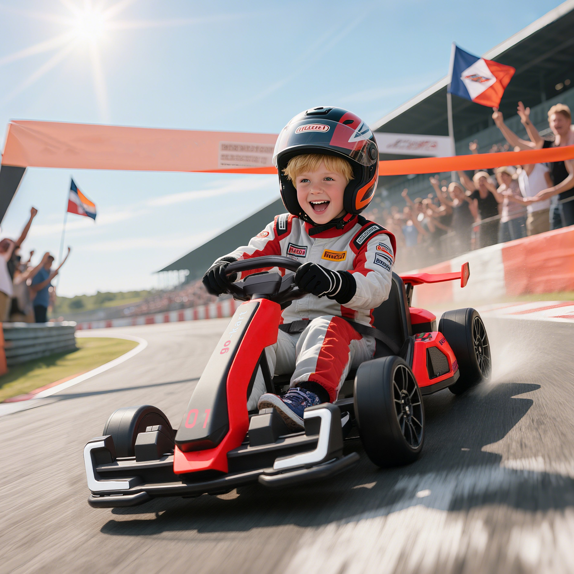Go-Kart voor Kinderen, Elektrisch Kart met Toeter en Muziekfunctie, Verstelbare Stoel, tot 12 km/u, Kunststof, Metaal, Rood