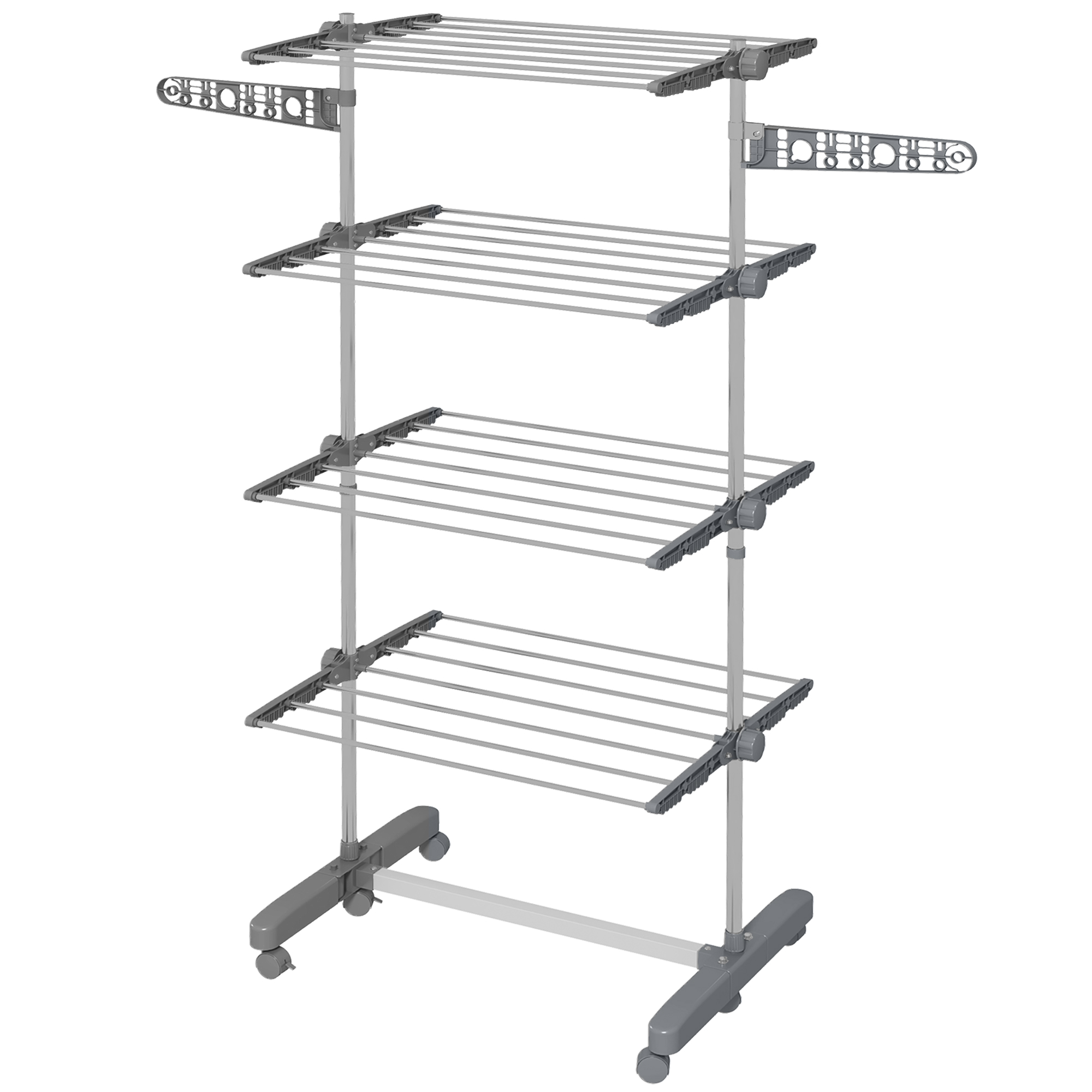 HOMCOM Wäschenständer Wäschetrockner 5 Ebenen, klappbar, One-Klick-System, 142 cm x 55 cm x1 72 cm, Grau + Silber