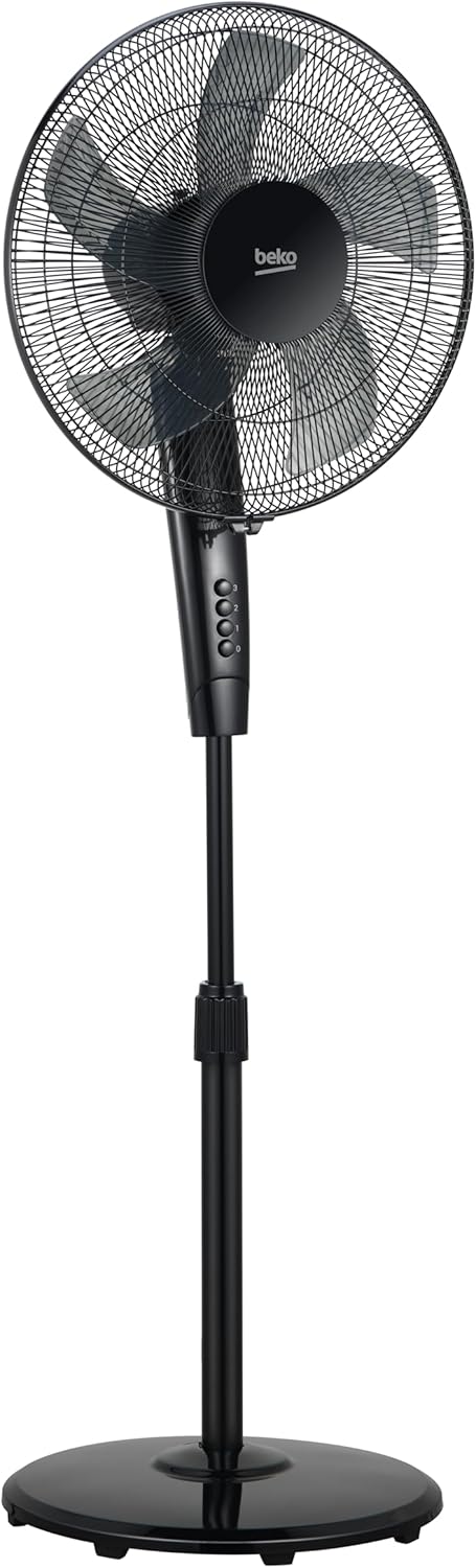 Beko - EFS5100B - Pedestal Fan, 45 W, 3 Speed, Adjustable Height and Tilt - Black, 45.2 x 40 x 135 cm