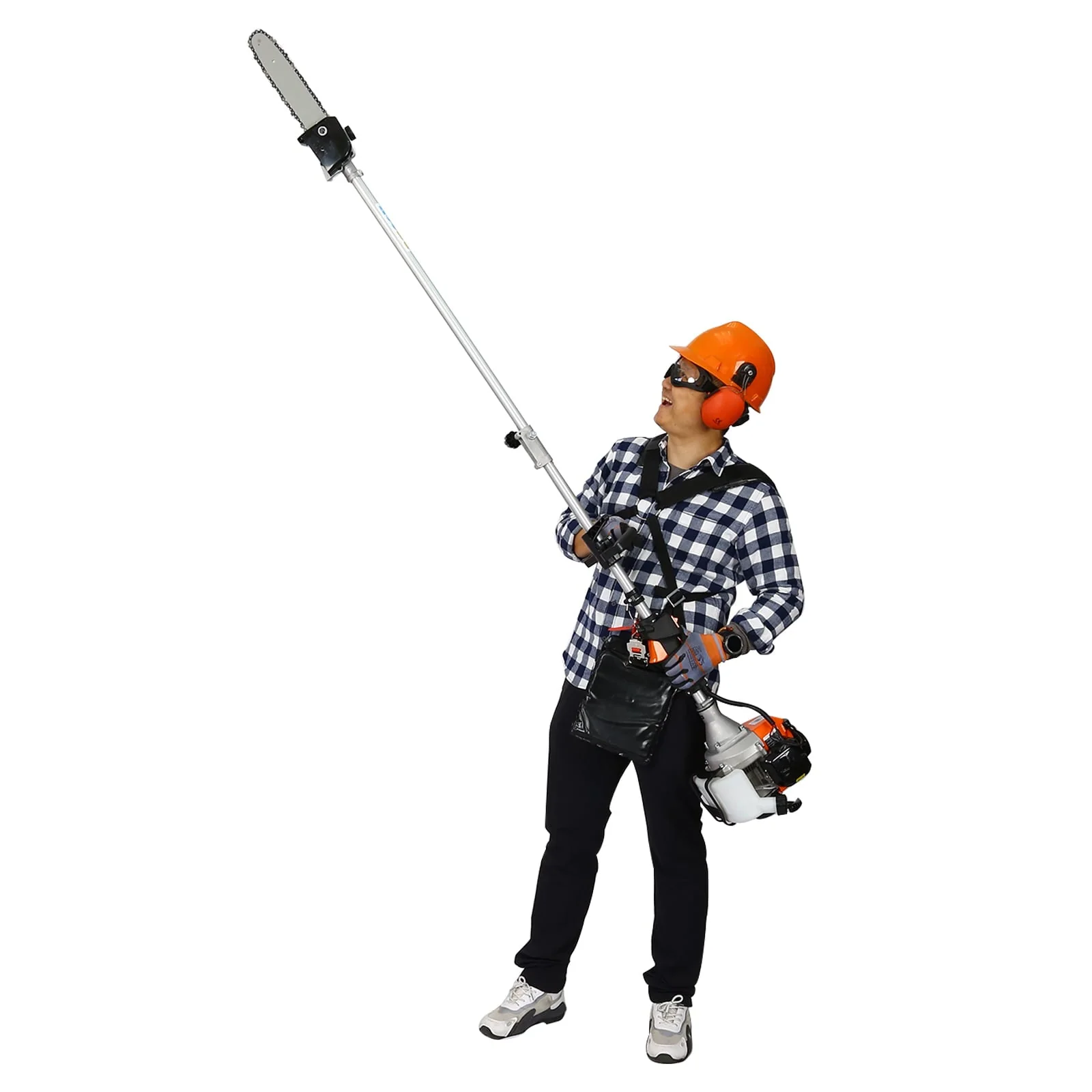 EastVita Multi-Functional Trimming Tool with String Trimmer Brush Cutter Pole Saw Full Crank Shaft Design 56CC 2-Cycle Garden Tool