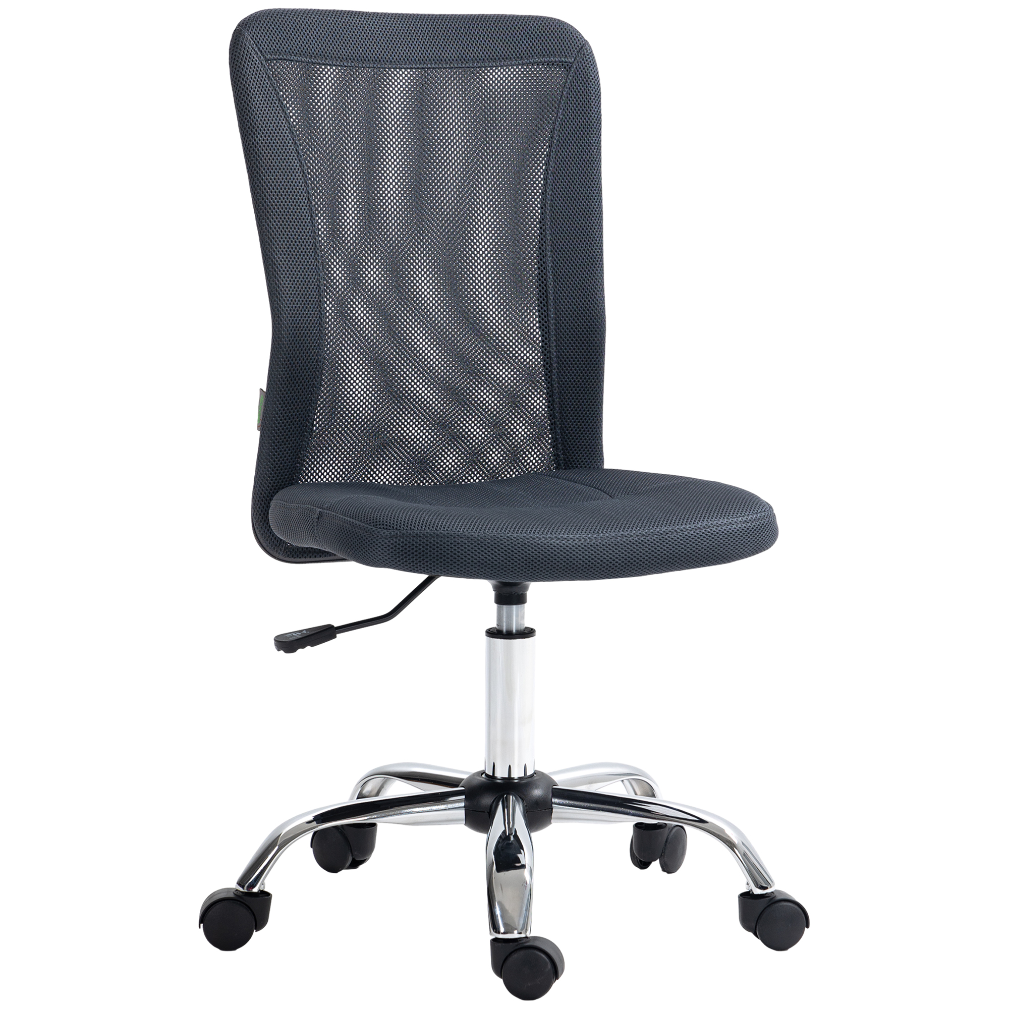 Vinsetto Bürostuhl ergonomisch höhenverstellbarer Bürostuhl mit Chromgestell 360° drehbarer Netzbezug dunkelgrau