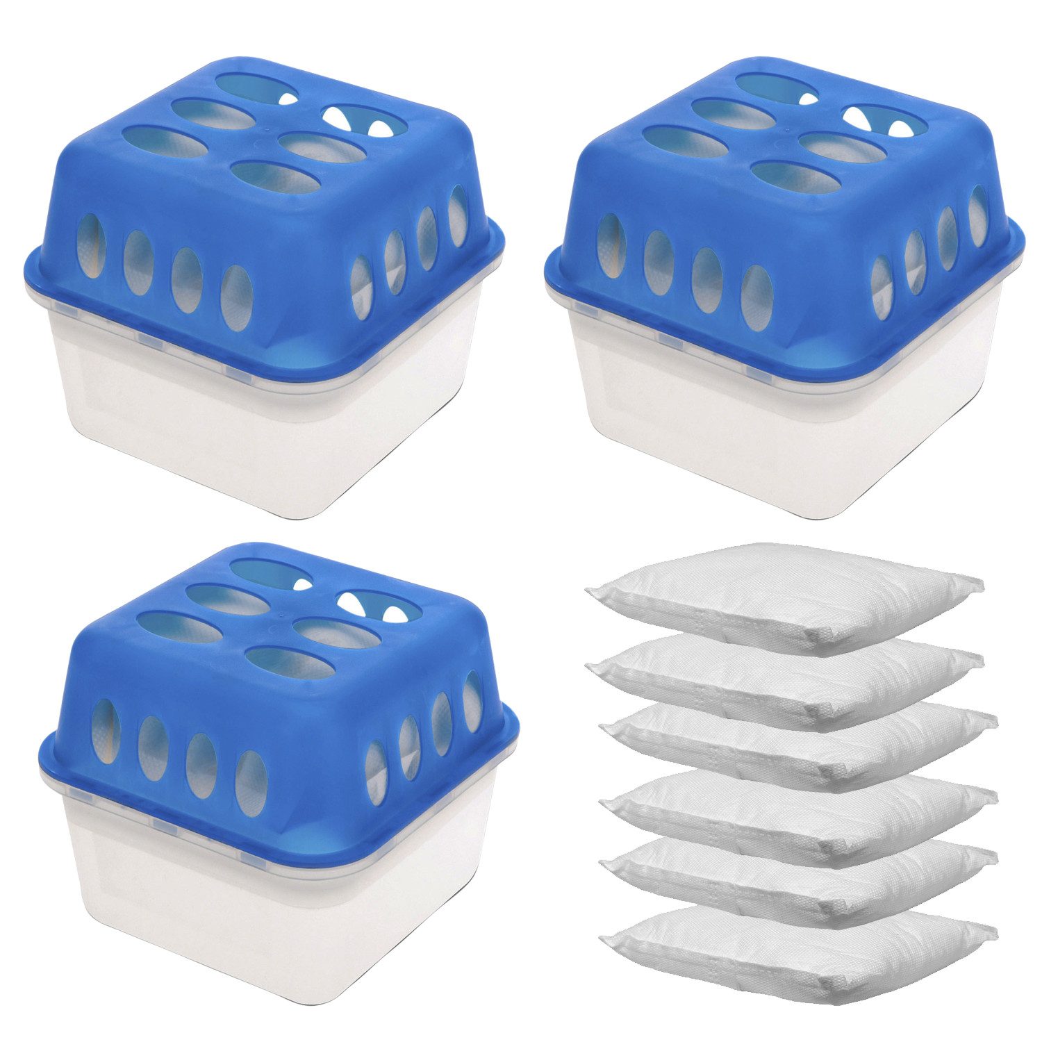 Luftentfeuchter 3 Stück Innenraum Raumentfeuchter Luftentfeuchter + 6 x Granulat 400g