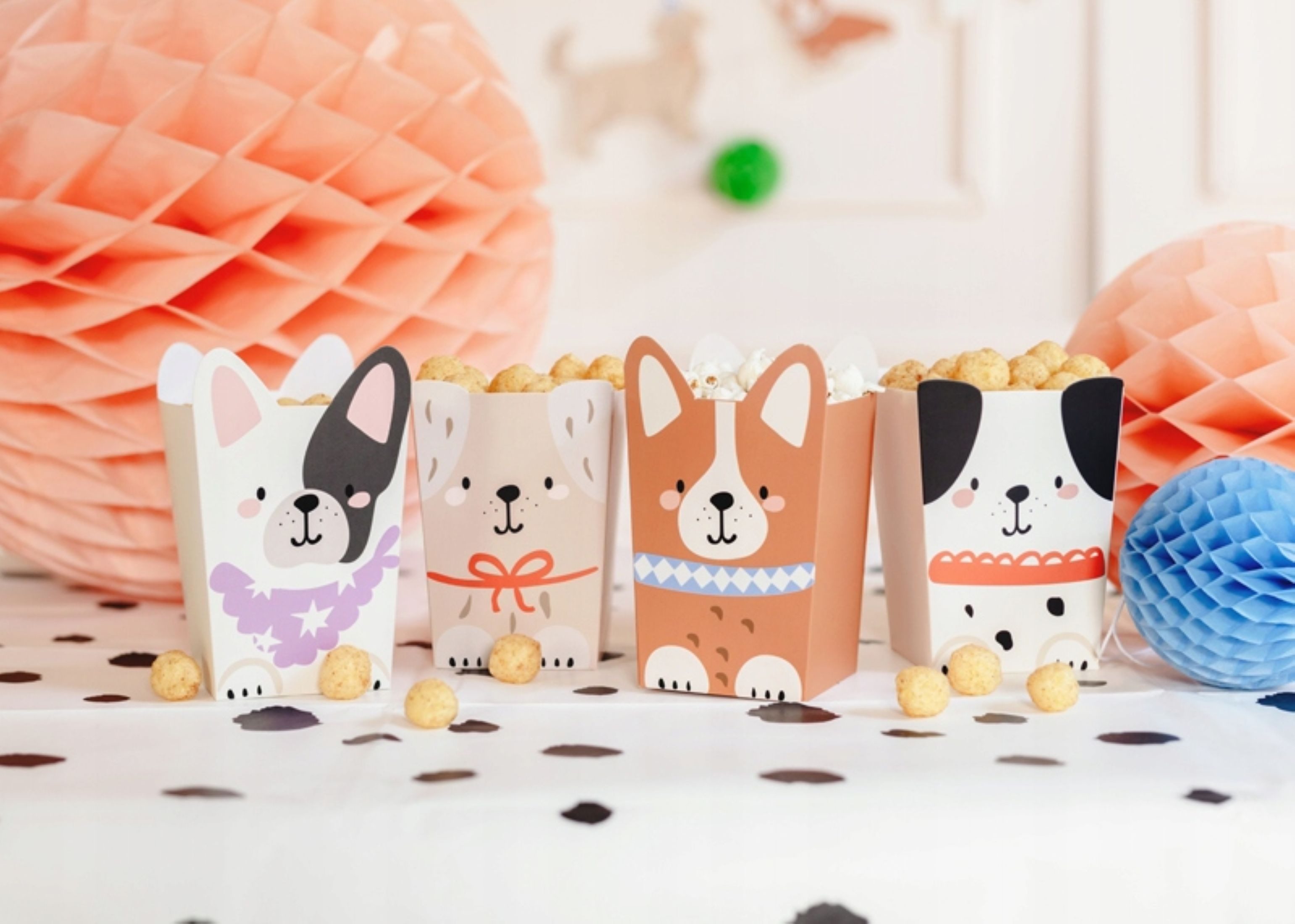 Popcornmaschine Popcornboxen mit Hundemotiv – 6 Stück, Perfekt für Kinderpartys
