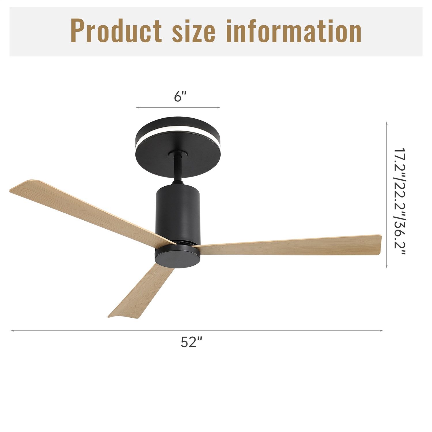 Deckenventilator Moderner Deckenventilator zur Unterputzmontage mit 18W LED-Licht
