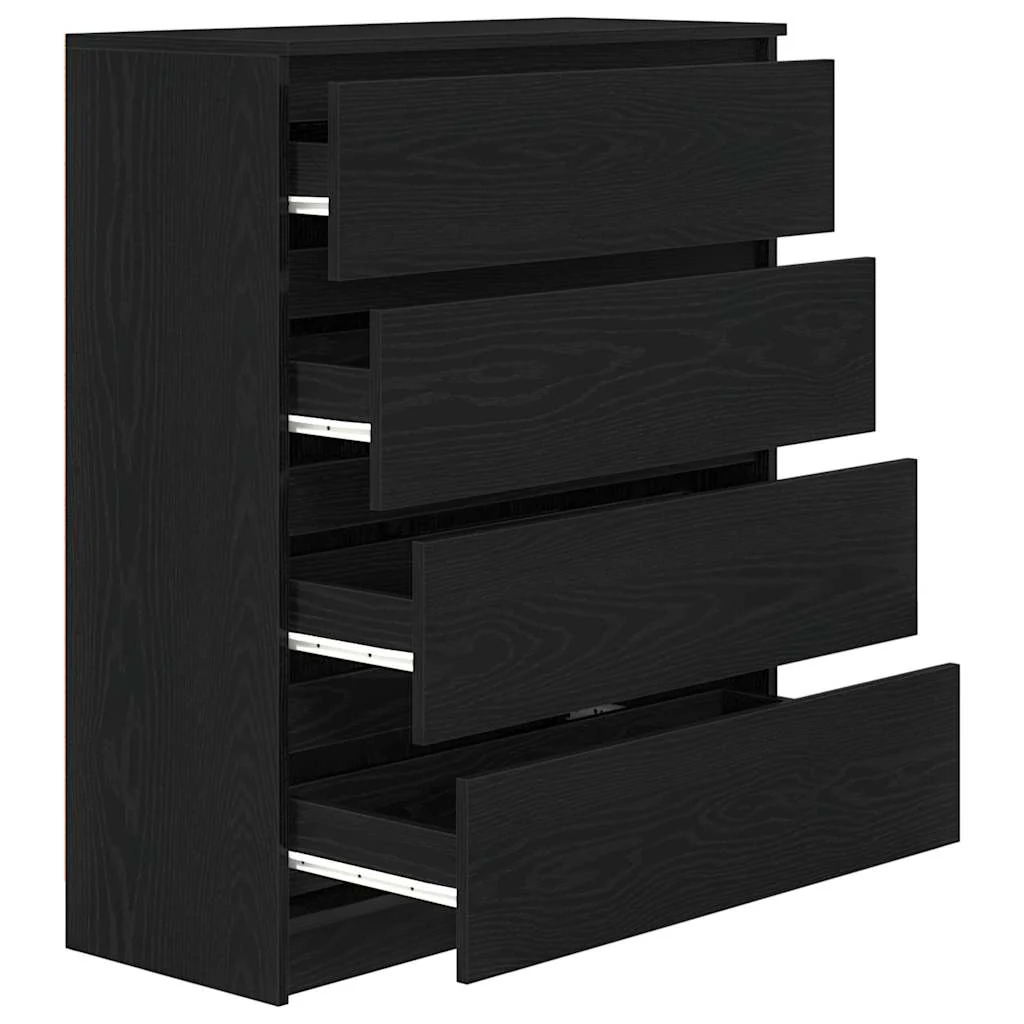 Credenza Rovere Nero 80x35x99 cm in Legno Multistrato
