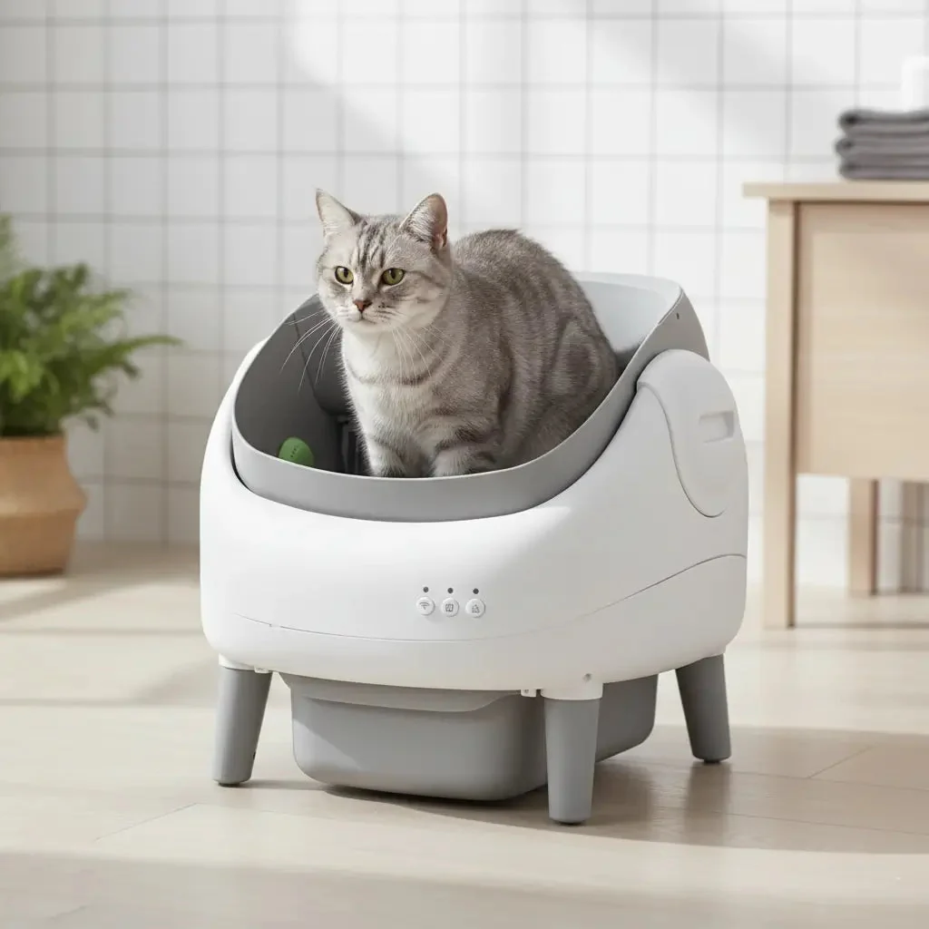 Automatic Self-Cleaning Cat Litter Box �C 15L Capacity & Smart App Control