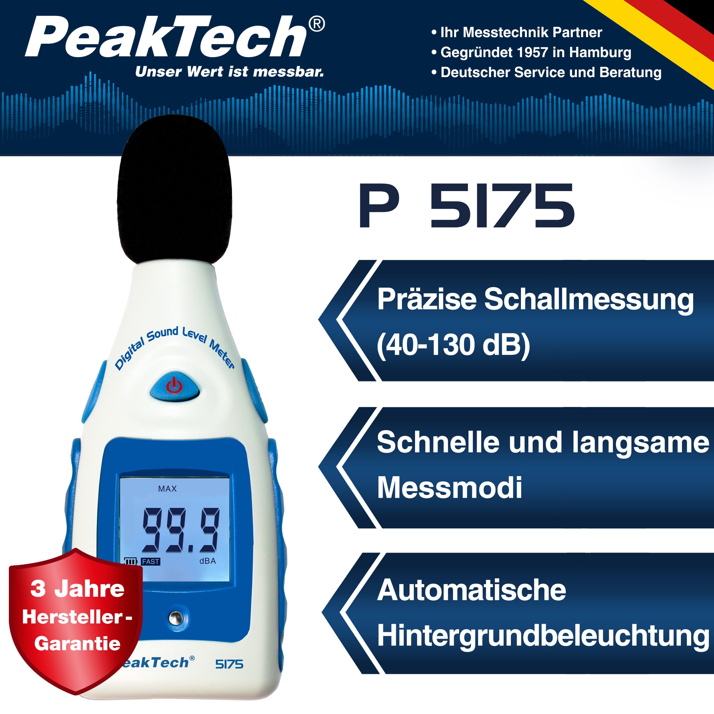 Klimamesser Digital Schallpegelmessgerät 30-130 Db in A-Bewertung
