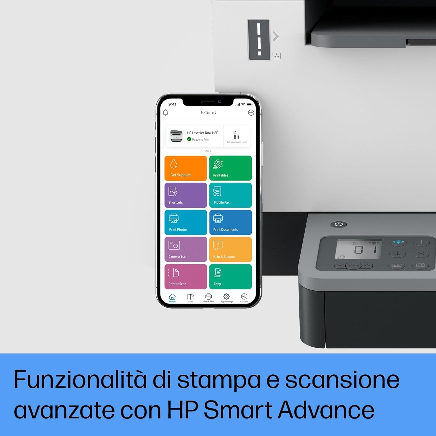 Laser Tank 2604sdw 381V1A, Stampante Monocromatica Multifunzione con Serbatoio Toner integrato a Ricarica Rapida, Stampa F/R Automatica, 22 ppm, Fino a 5000 Pagine, Scansione, Wi-Fi, USB, Bianca