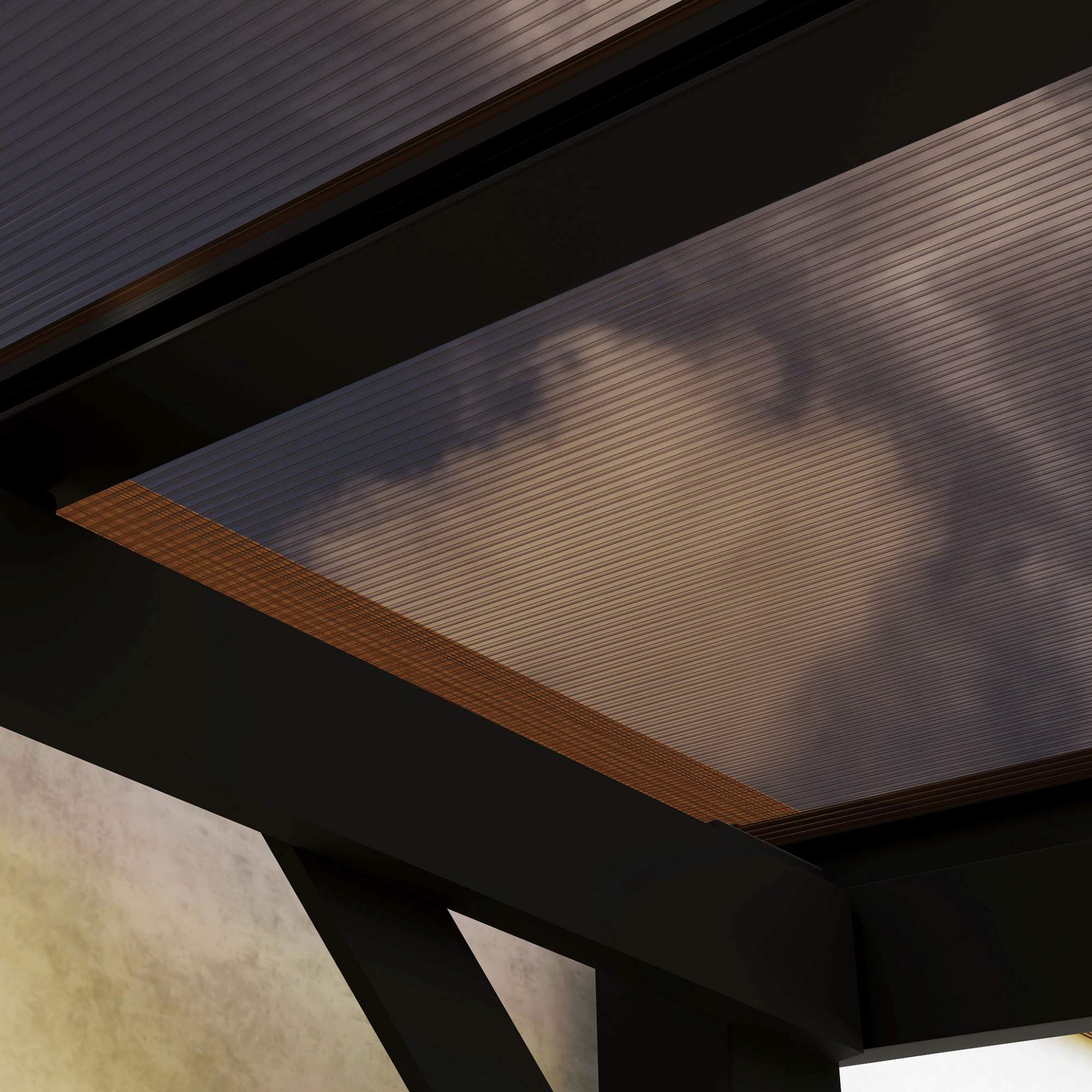 Outsunny 3 x 3 m Metalen Pergola, Tuinpergola met Waterdicht Dak, Vrijstaand, Windbestendig, UV-bestendig, Donkergrijs