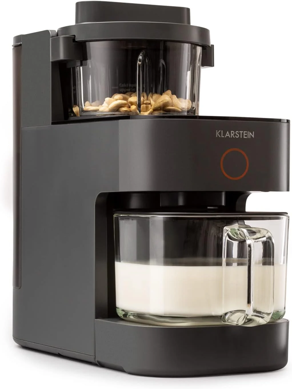Klarstein Mixer, staande mixer met 300 W motorvermogen en 1250 W verwarmingsvermogen, krachtige mixer voor de bereiding van plantaardige melk, smoothiemixer met 360�� verwarmingstechnologie, 30.000 tpm, touchscreen, zwart