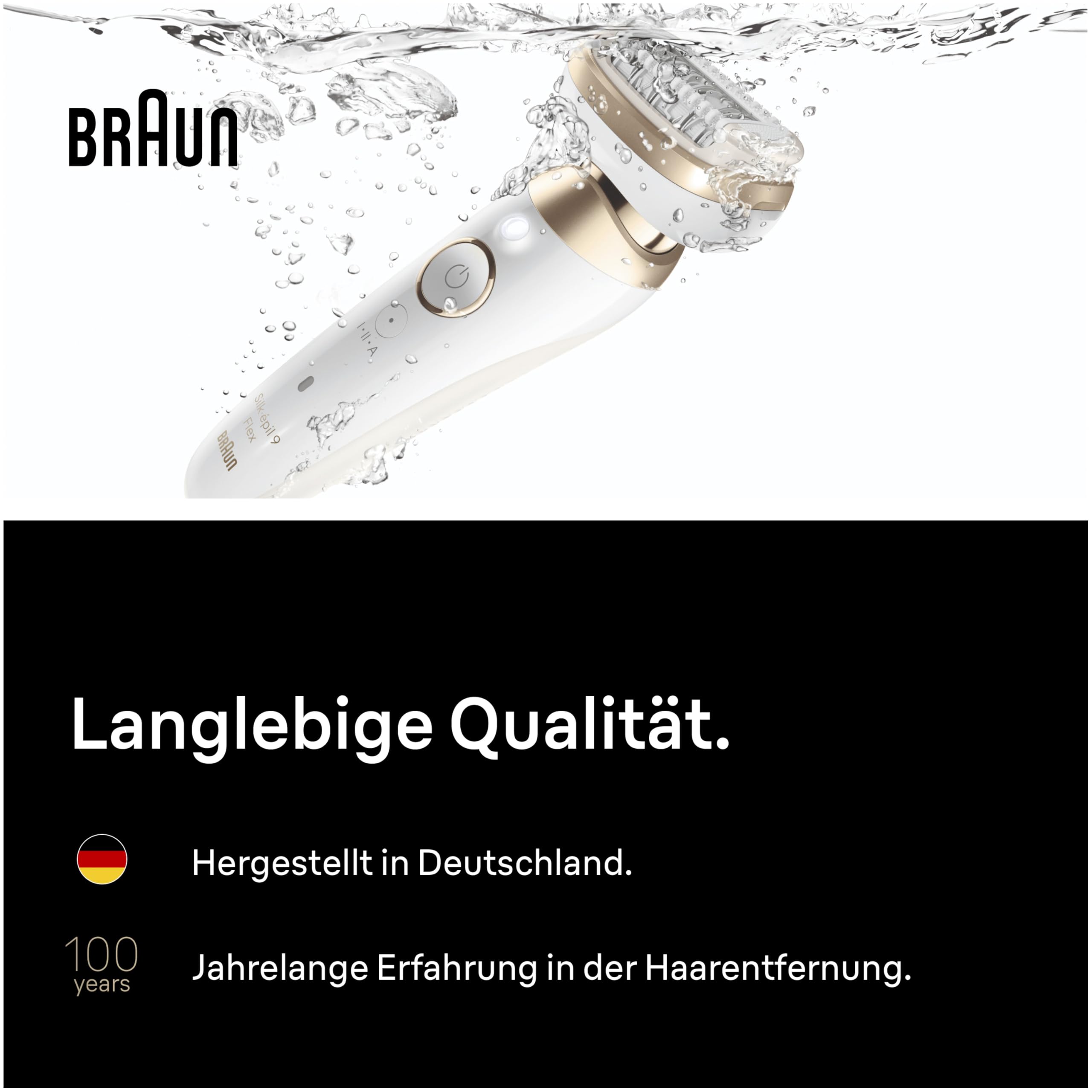 Damen-Epilierer Silk·épil 9 Flex 9-041 3D wasserfest kabellos mit flexiblem Epilierkopf 40 MicroGrip-Pinzetten Rasier- und Trimmeraufsatz