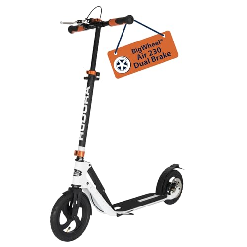 HUDORA Monopattino BigWheel Air 230   Monopattino con/senza freno a mano   Monopattino in alluminio resistente con pneumatici   Regolabile in altezza e pieghevole, per carico fino a 120 kg : Sport e tempo libero