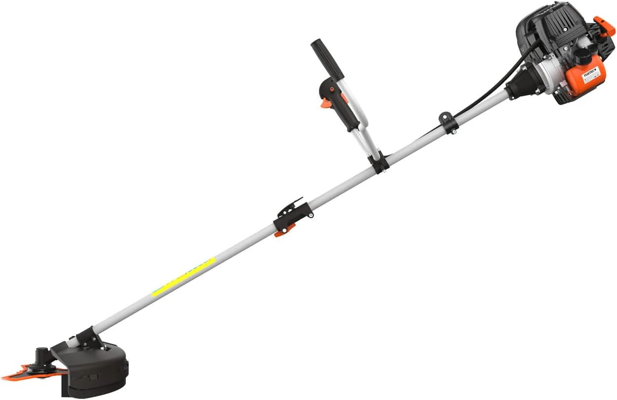 FUXTEC Benzine bosmaaier FX-4MS131, grastrimmer met 4-taktmotor, 320 mm snijcirkel, ergonomische tweehandige handgreep, noodstopschakelaar, lichtgewicht, incl. professionele draagriem/mes/draad