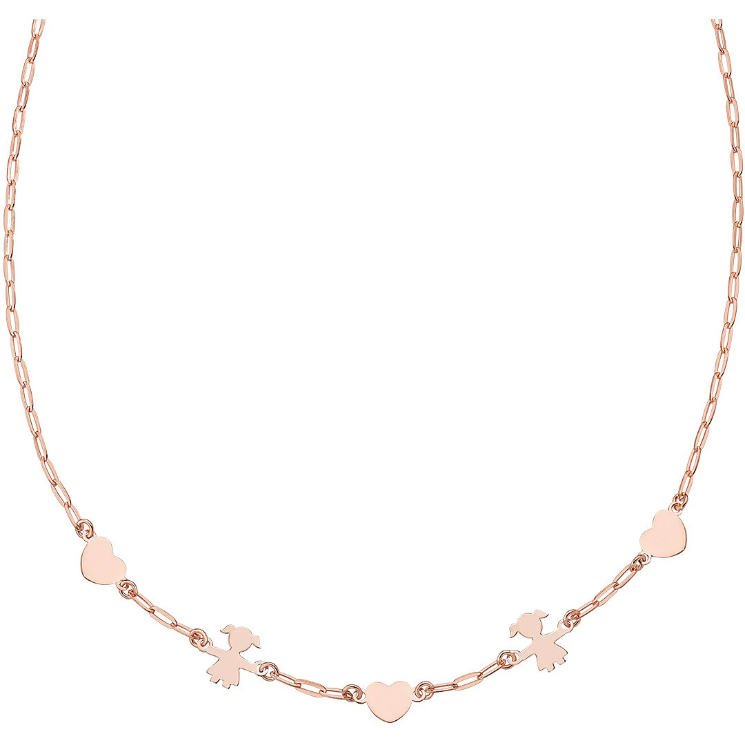 Collana Amen Collezione Bobolini catena bambini e cuori dorato rosa