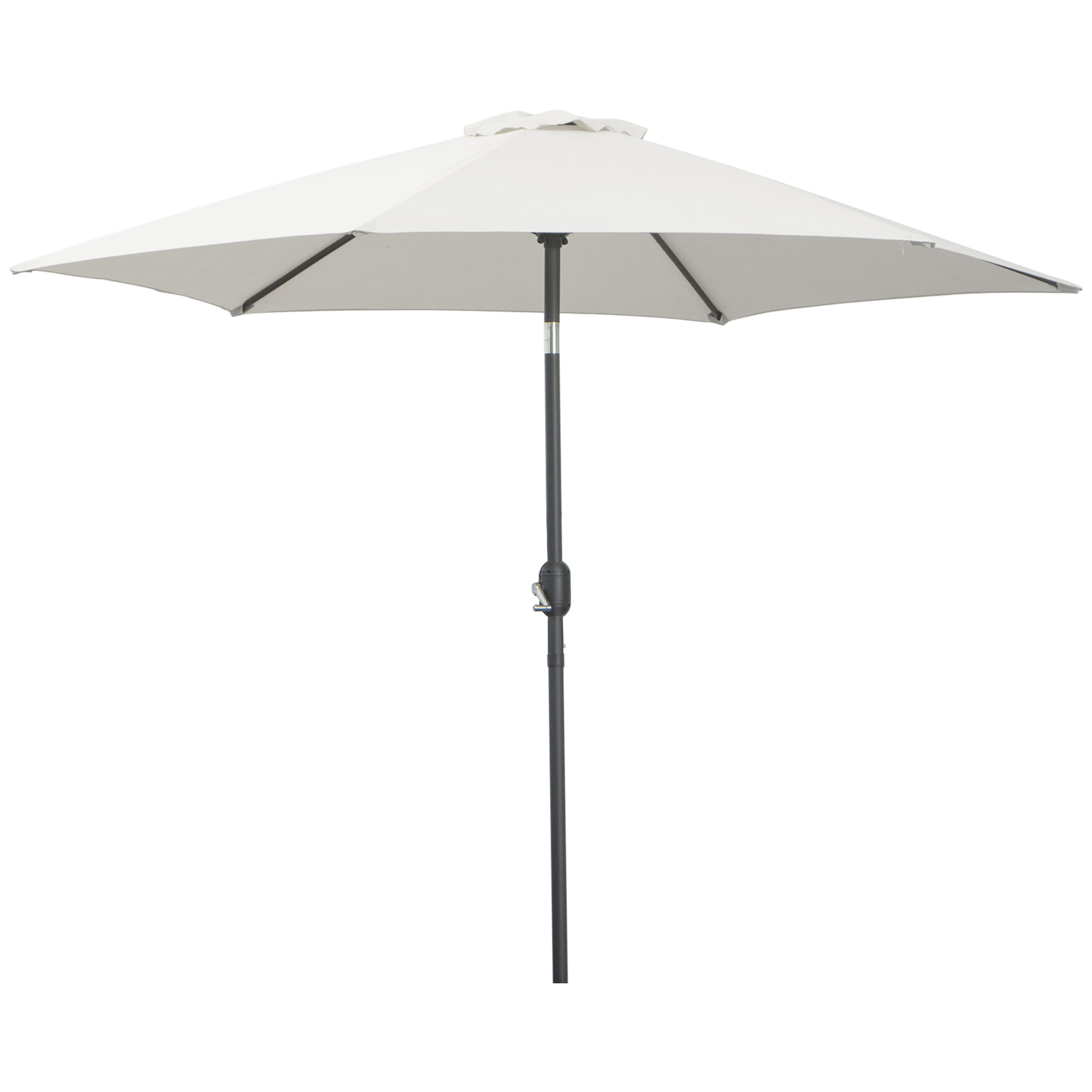 Outsunny Knickschirm Sonnenschirm Gartenschirm Marktschirm mit Handkurbel Alu 180/㎡ Polyester Beige ∅2,6 x 2,35 m