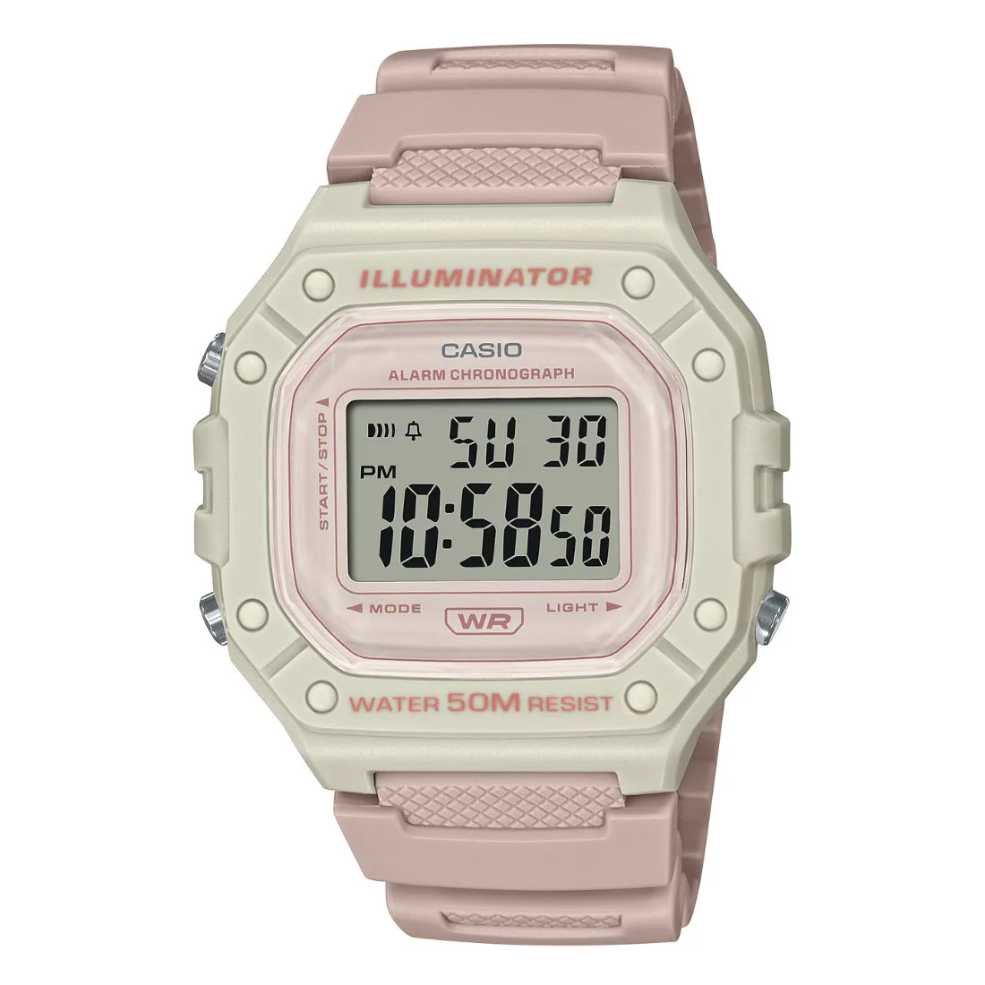 Orologio Casio W-218HC-4A2VEF in resina rosa e bianco