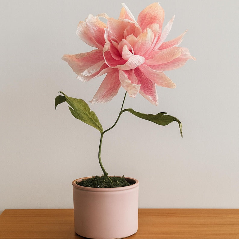 Flor grande de 20 cm, flores decorativas realistas de papel crepé