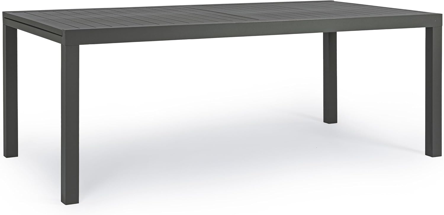 Totò Piccinni Salina Extendable Aluminium Rectangular Table Ideal for Garden with Slatted Top with Modern Design (Anthracite, Table Set 200/300 + 8 Armchairs)