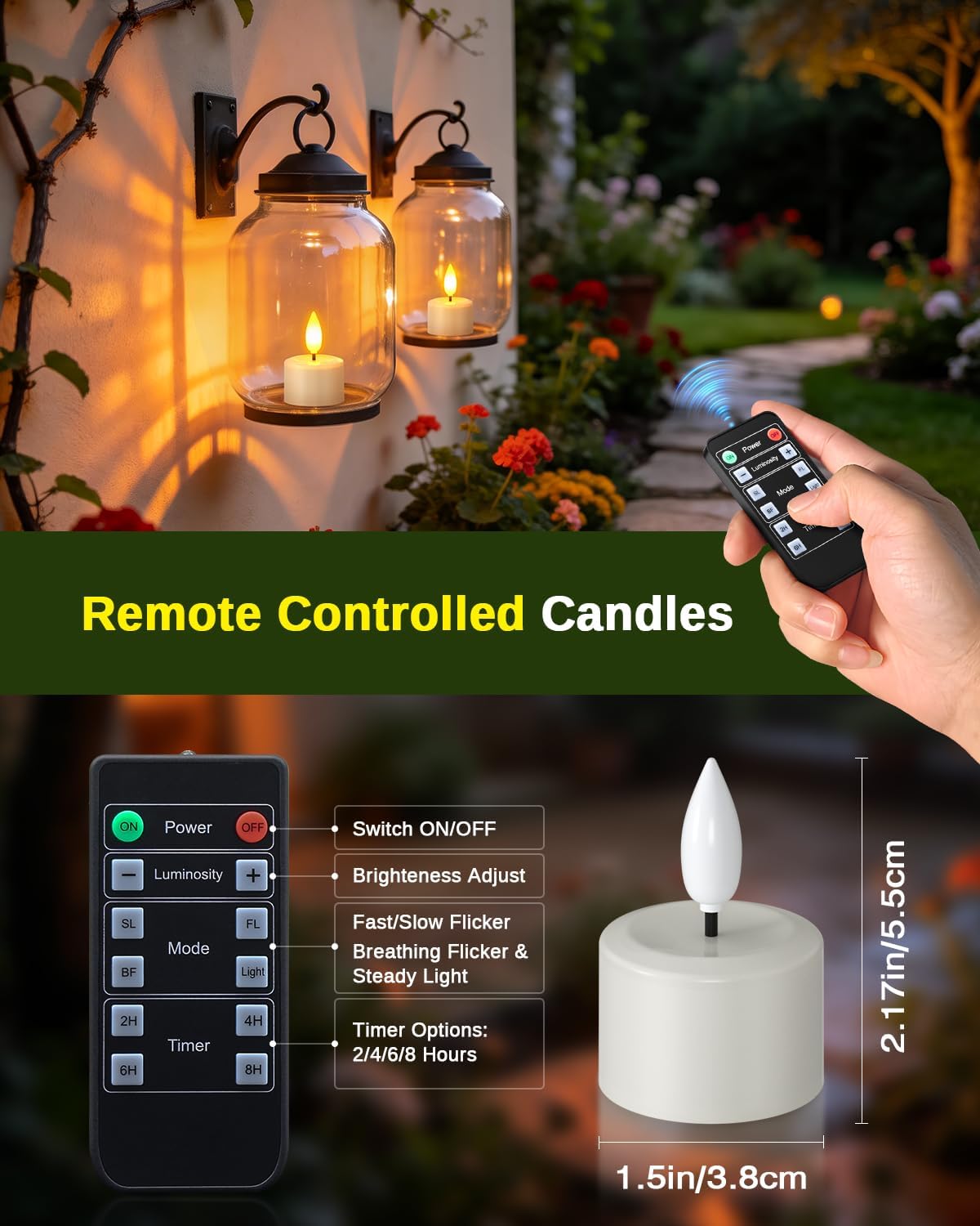 SoulBay Magnetische flammenlose Kerzen, wasserdicht, flackernde LED-Teelichter, Votivkerzen mit Ladestation, Fernbedienung, Timer für Badezimmer, Laterne, Urlaub, Weihnachtsdekoration, Kobalt-Batterie