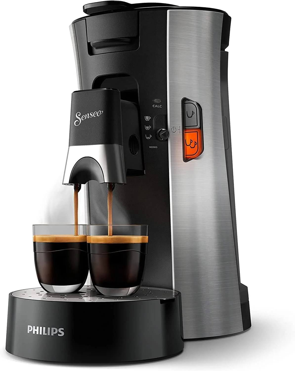 Philips Senseo Select CSA240/20 Koffiepadapparaat (koffiesterktekeuze Plus, memo-functie, van gerecycled plastic), Zwart Eco