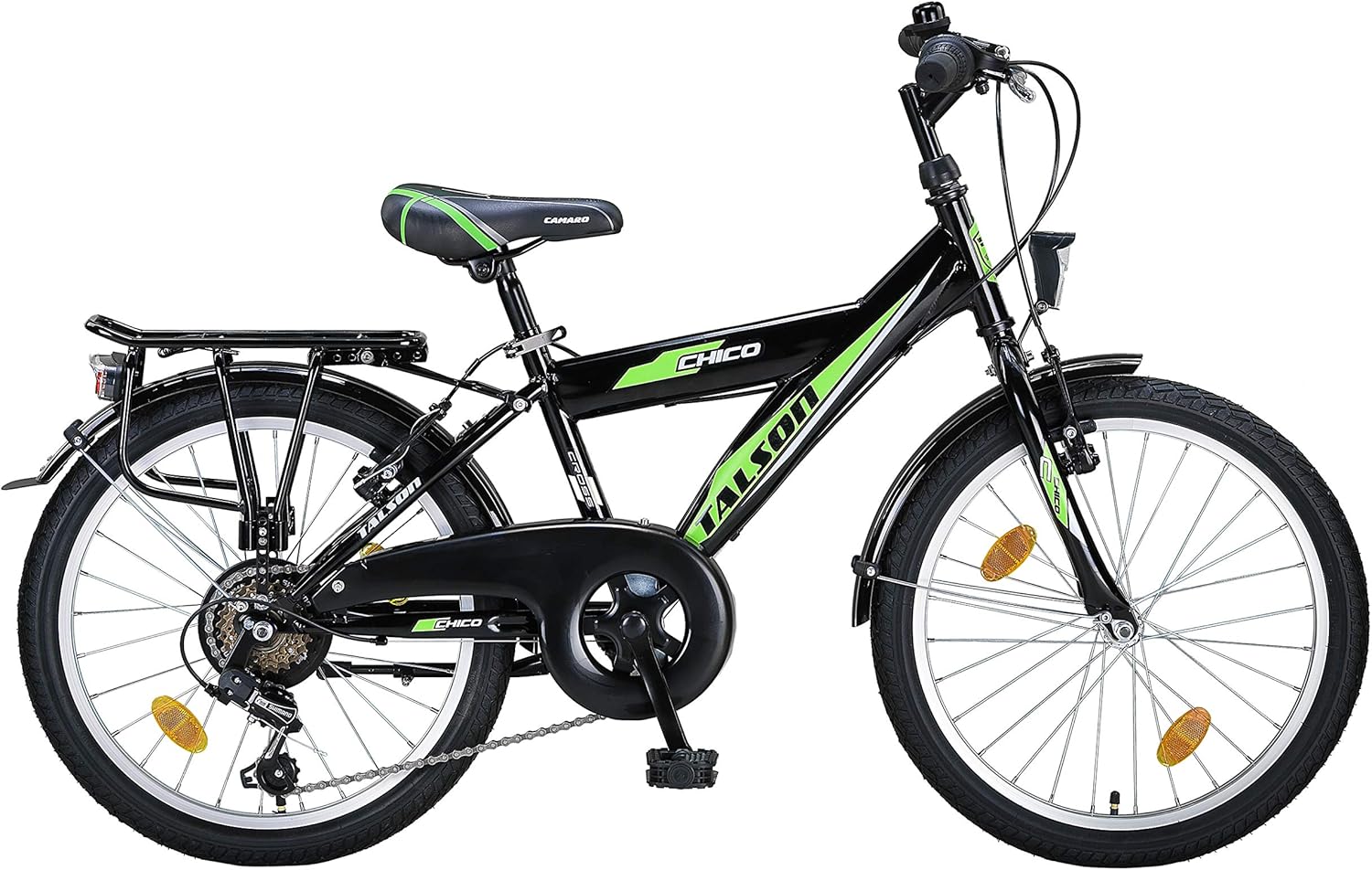 Talson 20 Zoll Kinderfahrrad mit 6-Gang und Beleuchtung nach STVO Blackgreen