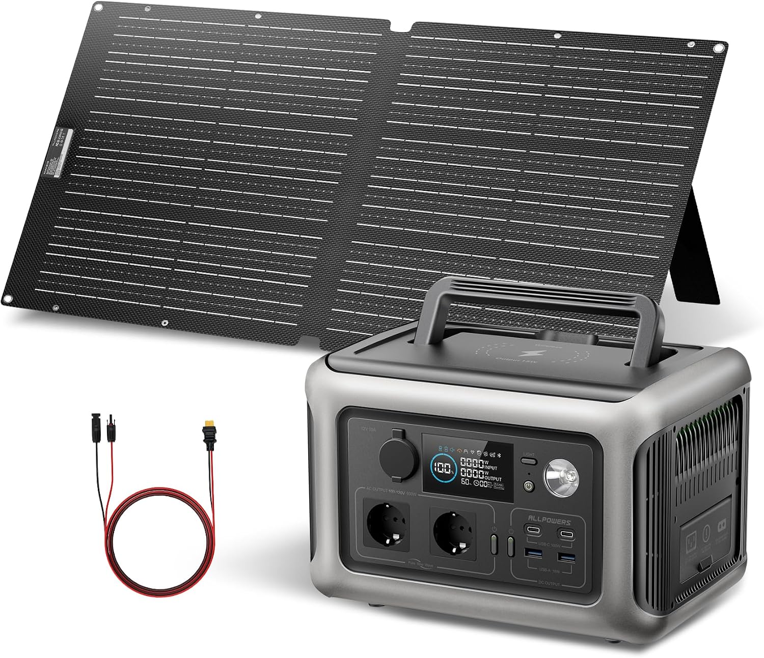 ALLPOWERS R600 Solargenerator mit Solarpanel 100W, 299WH LiFePO4 Batterie