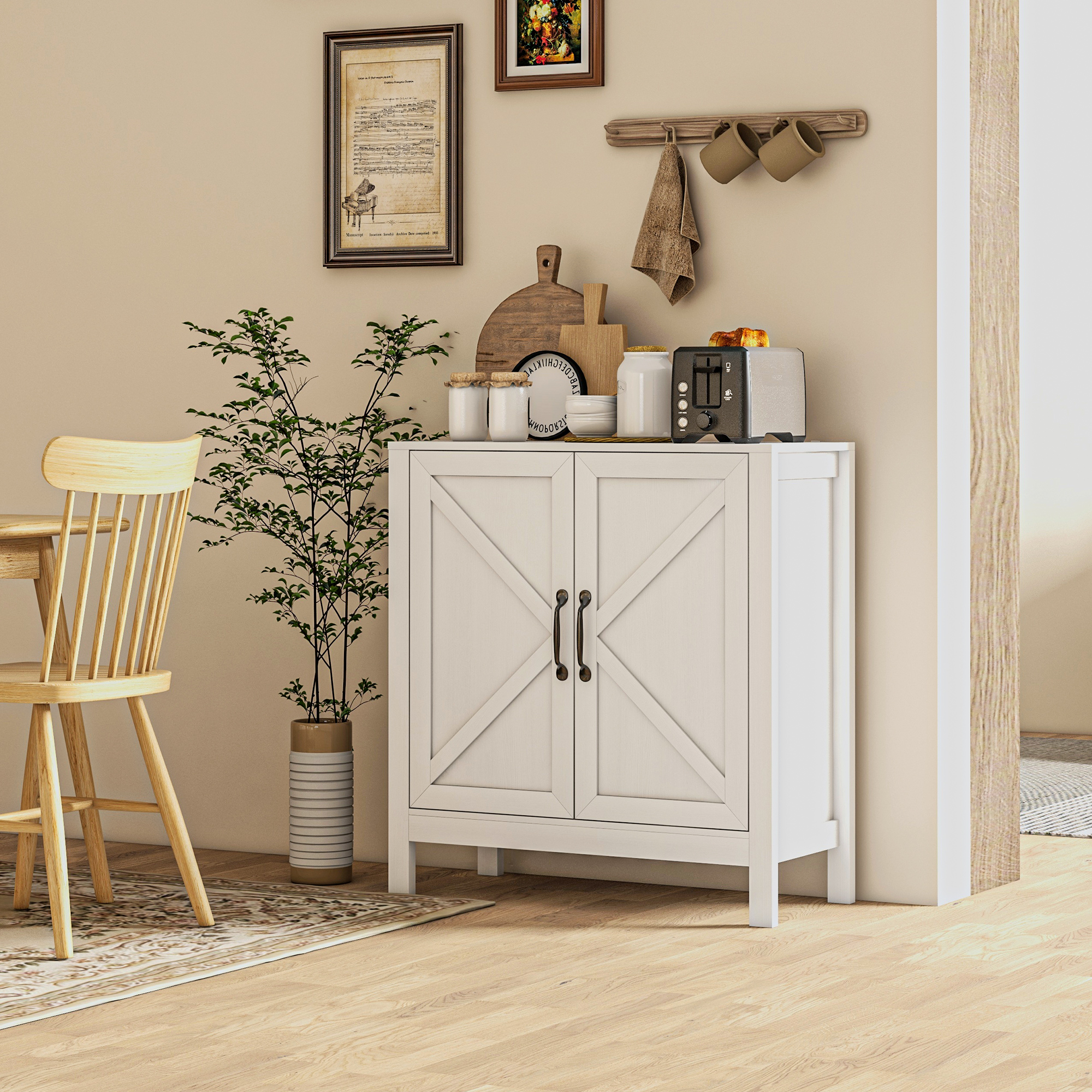 HOMCOM Buffet Aufbewahrungsschrank mit 2 Türen und höhenverstellbarem Regal, charmant und modern, 80B x 35T x 85H cm
