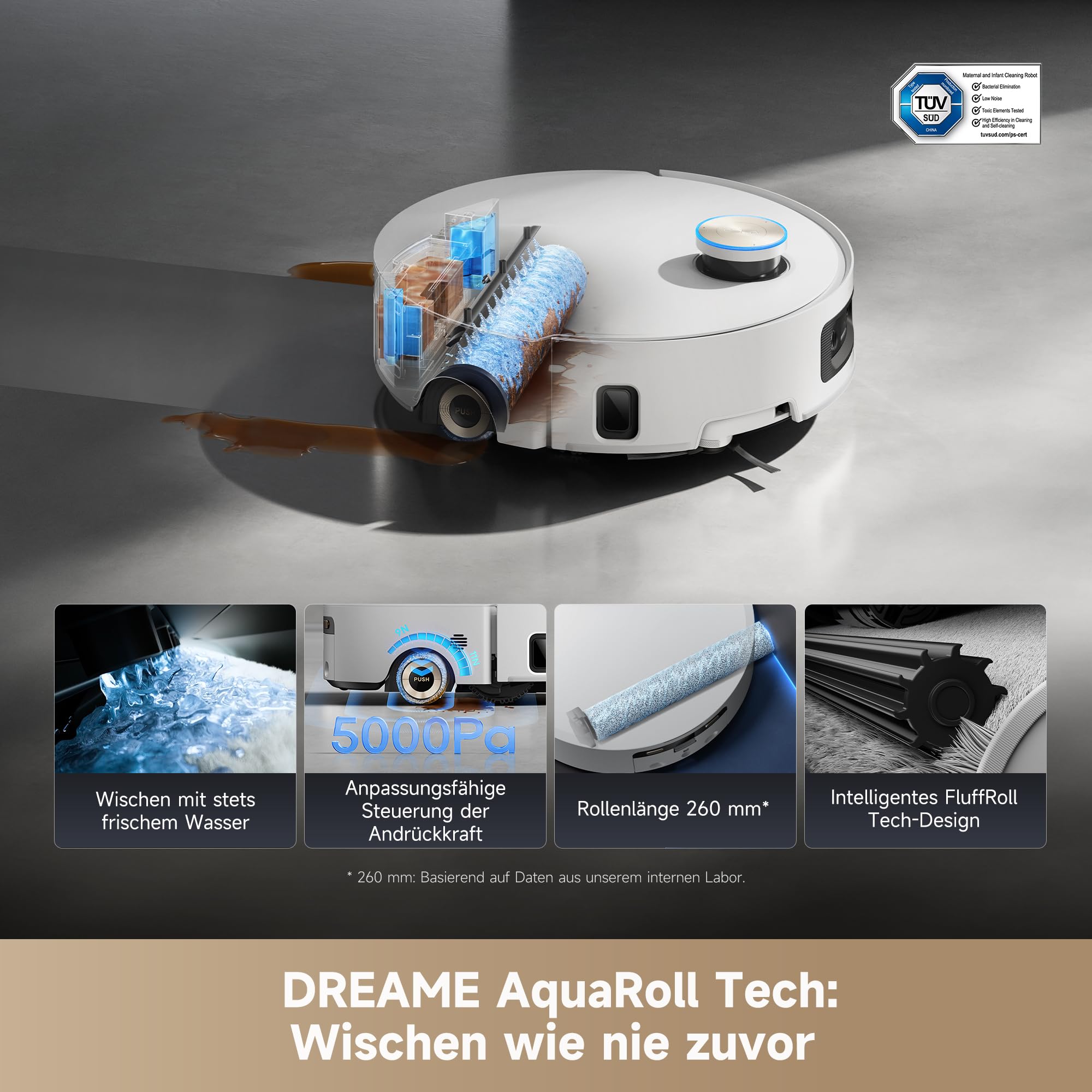 Saugroboter Aqua10 Ultra Roller Complete mit AquaRoll-Wischmopp und 30.000 Pa Saugleistung