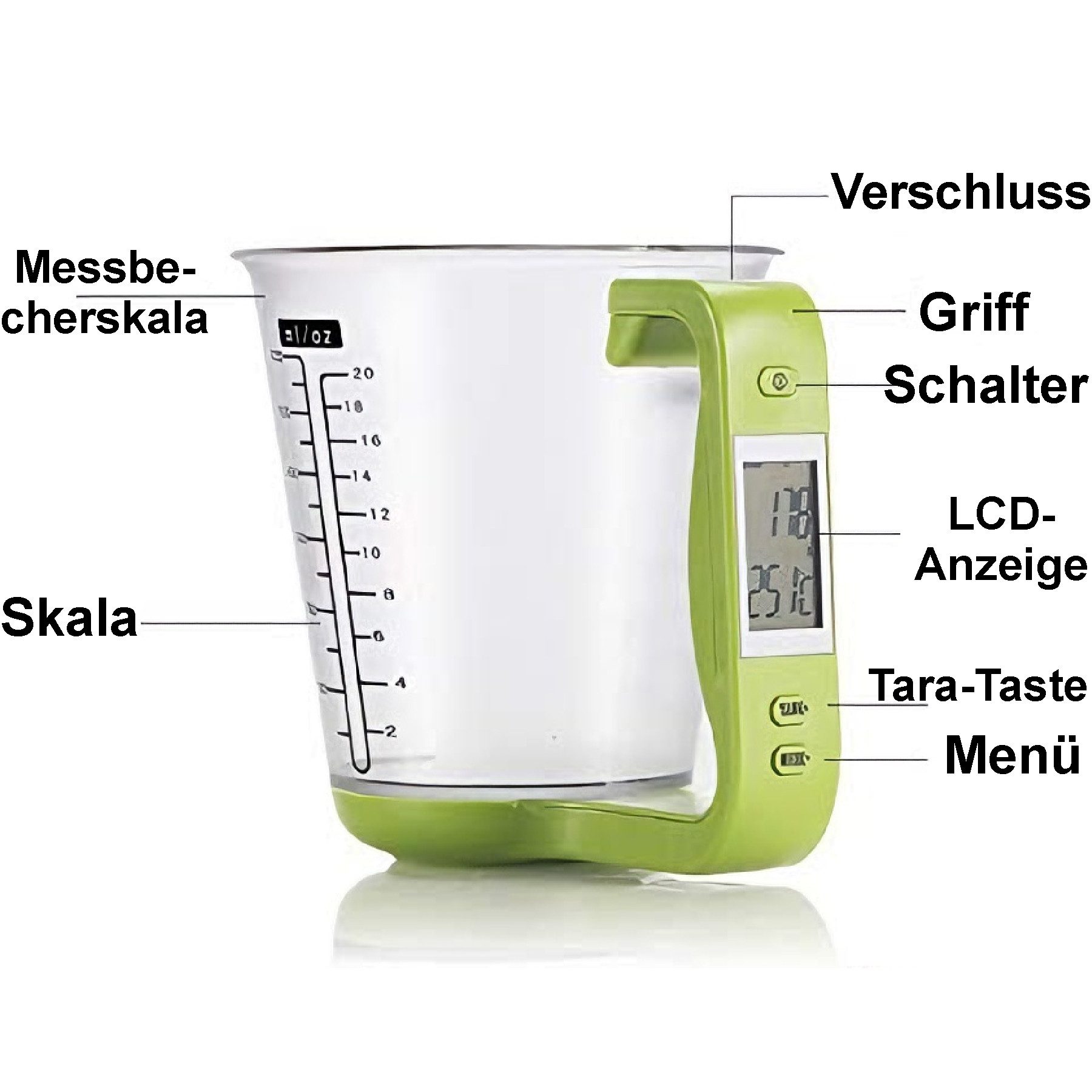 Küchenwaage Messbecher mit digitaler Waage Abnehmbarem Messbecher LCD-Display