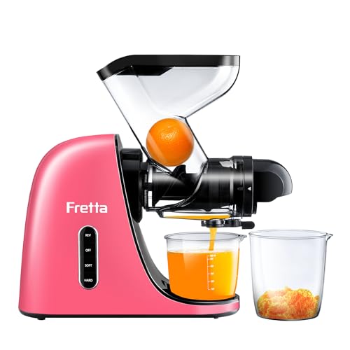 Fretta Slow Juicers, Cold Pressed Juicer Machine with 3 inch Large Feeding Chute,Masticating Juicer Machines Vegetable and Fruit,BPA Free, Powerfull 200w Motor(Pink): Home & Kitchen