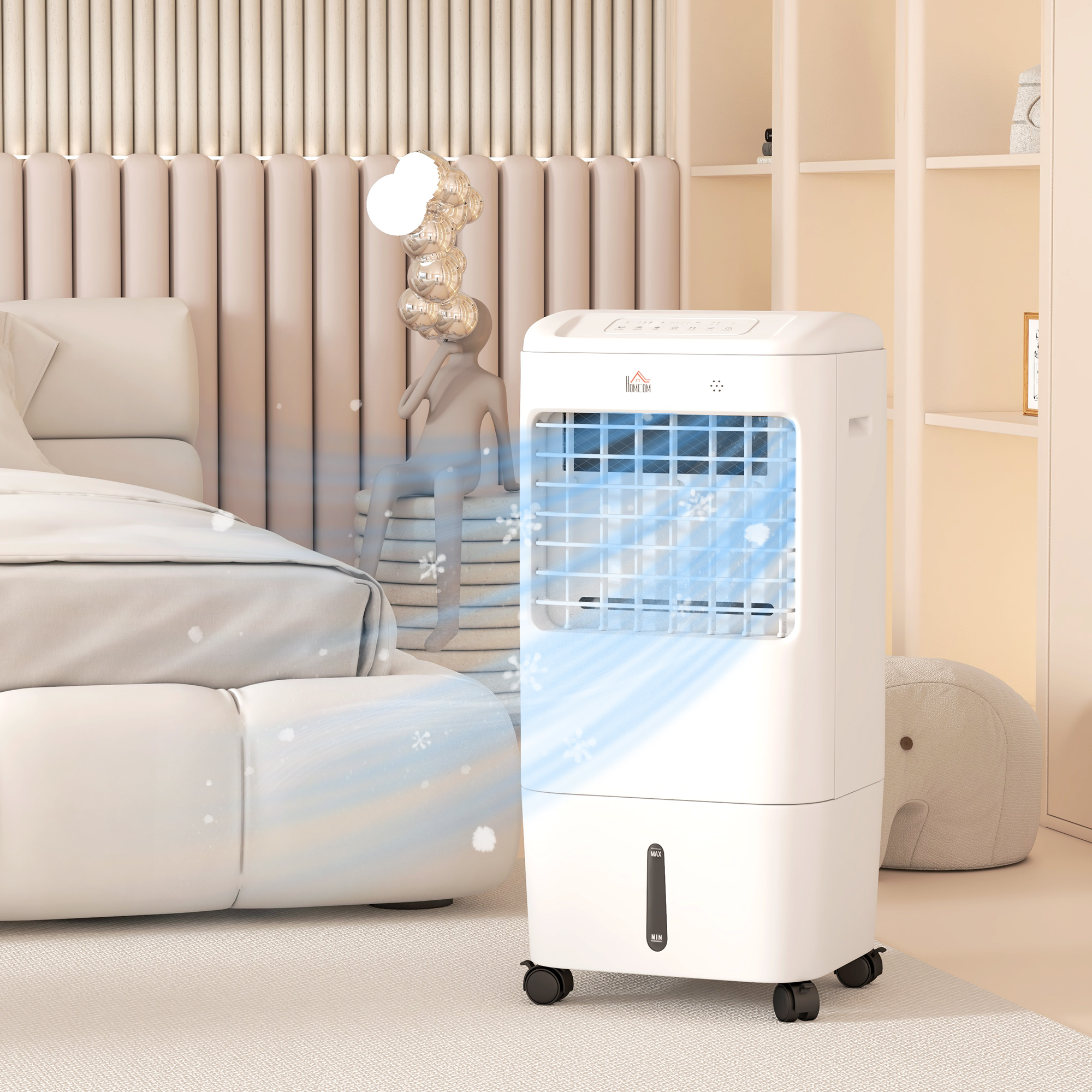 Mobiele Luchtkoeler/Airconditioner met 3 Modi, 7,5-uurs Timer, Verrijdbaar, Kunststof, Wit