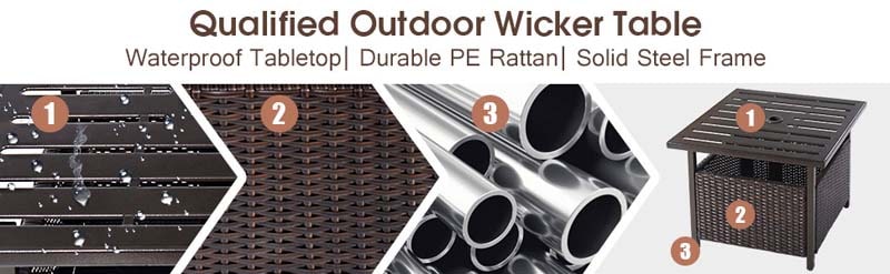 Eletriclife Outdoor Patio Rattan Wicker Steel Side Deck Table