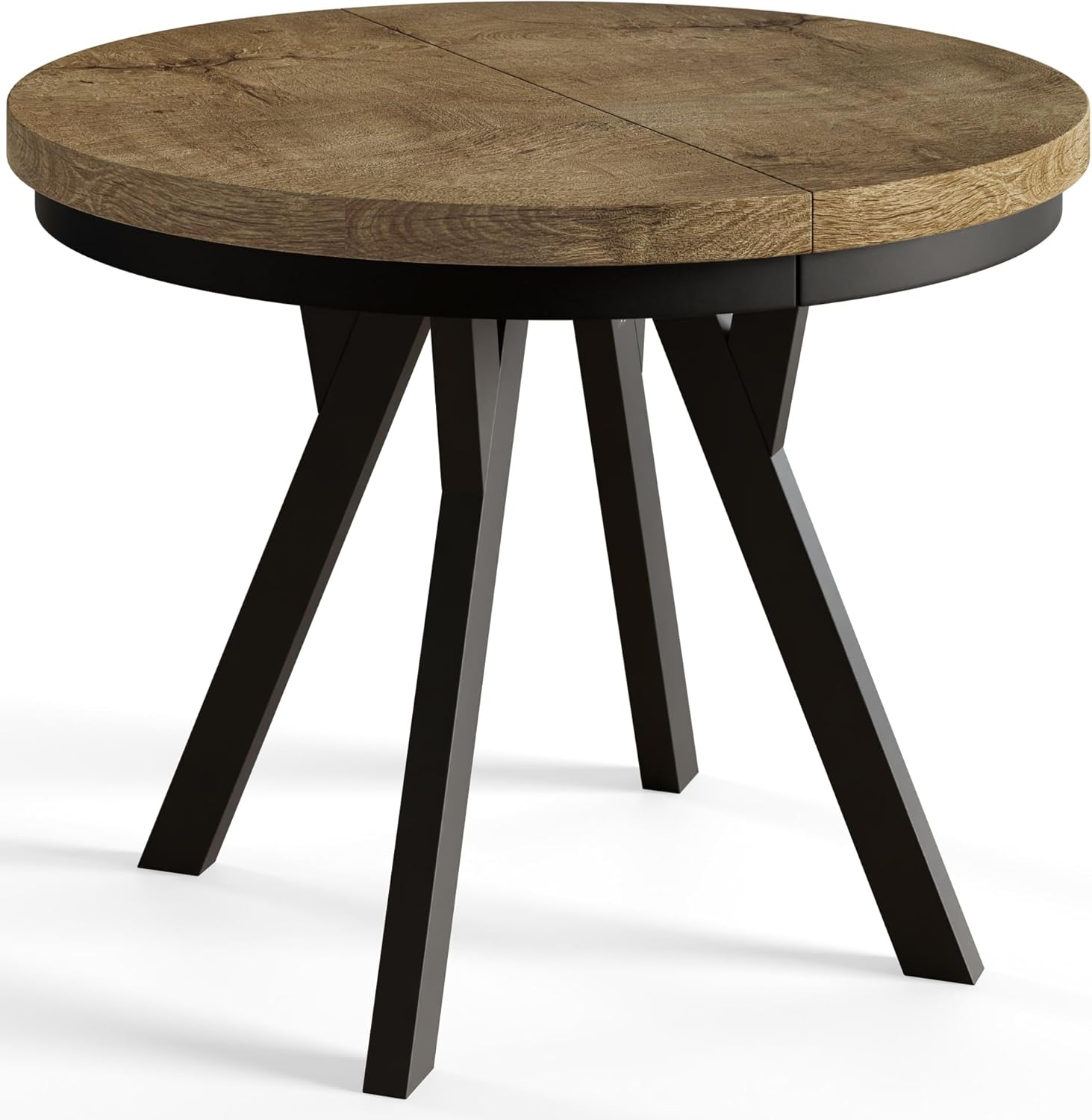 Tavolo Rotondo Allungabile EVO - Tavolo da Pranzo Allungabile - Piano in laminato da 36 mm - Gambe Solide - Diametro da 90 cm a 190 cm Lefkas