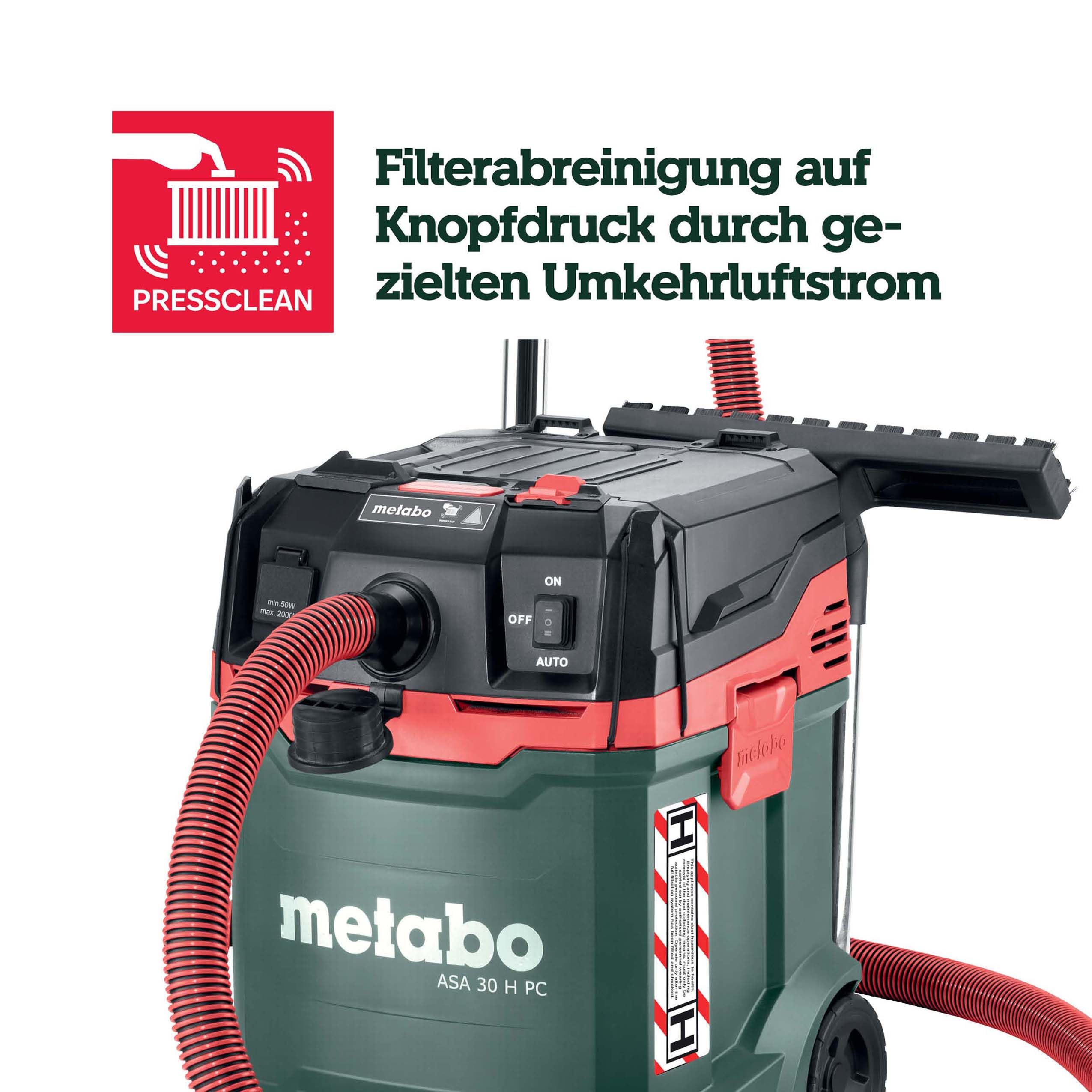 Nass-Trockensauger Staubklasse H ASA 30 H PC mit 1200 W, 8 m Kabel und Antistatik-Saugschlauch Quick