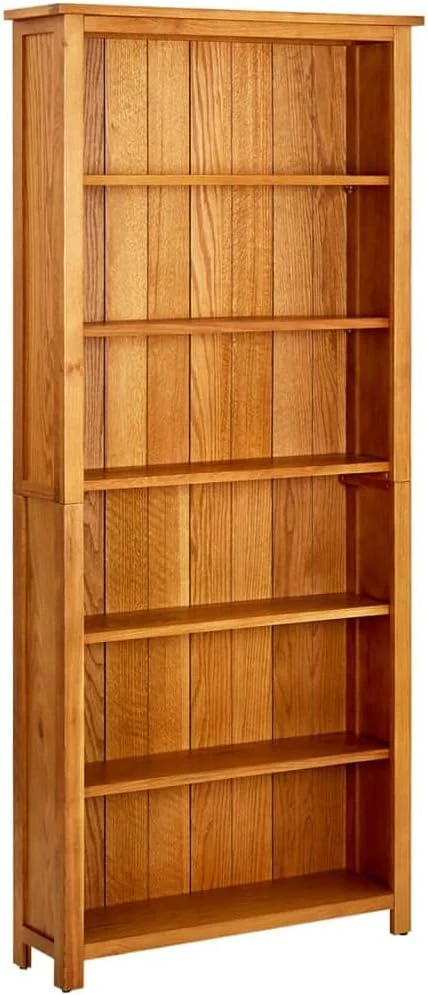 Hommdiy Eiche Massiv Bücherregal Standregal Aktenregal Holzregal Regal 3/4/5/6/7 FächerMassivholz (6 Fächer)