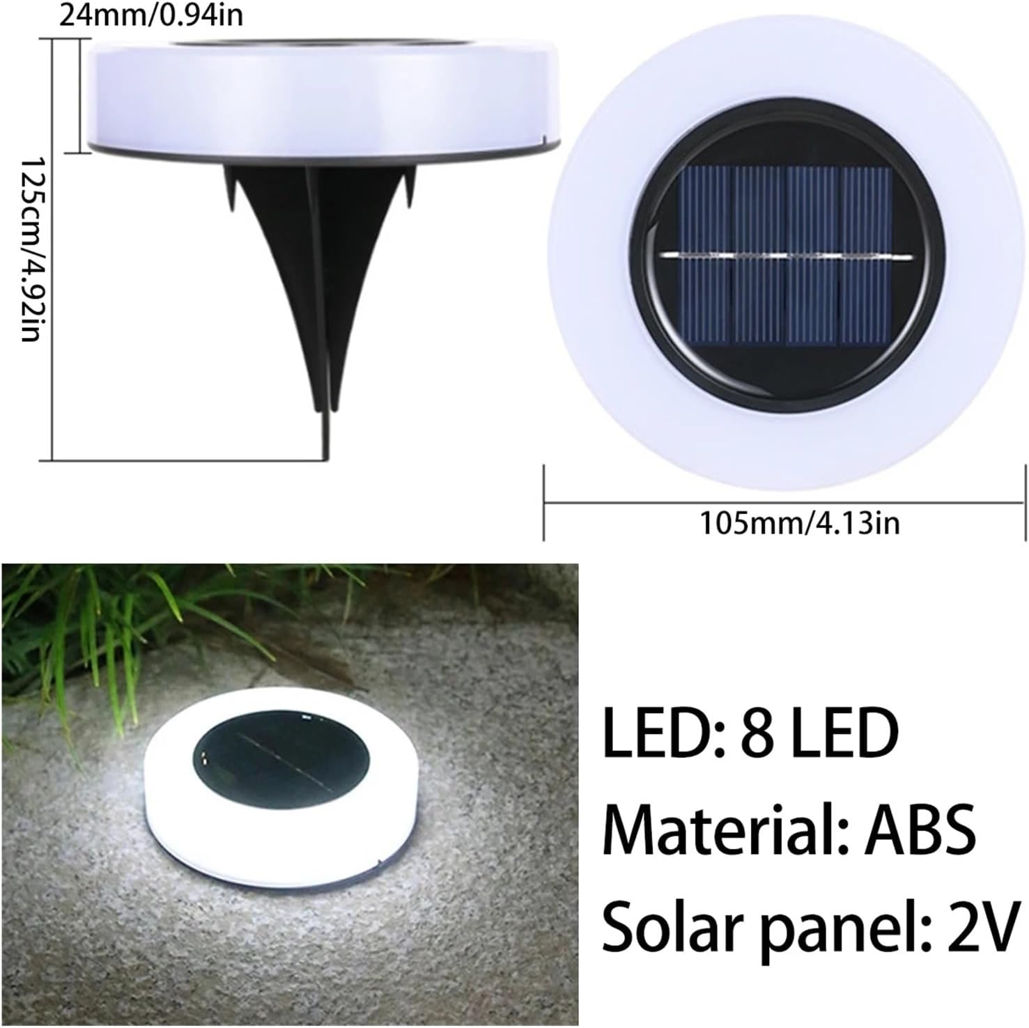 So Power Disk Lichter für den Außenbereich, 8 x 12 LEDs, 4 x 8 Stück, energieeffiziente Landschaftsbeleuchtung für Rasen (Warmweiß, 8 Stück)