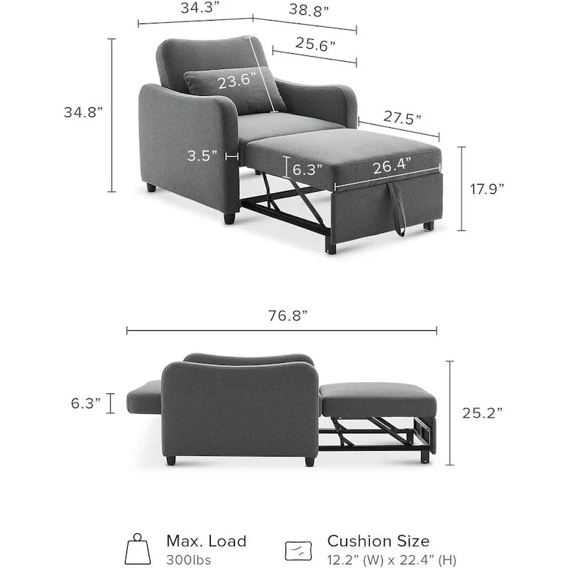 Mopio Sophie 4-in-1 Convertible Sleeper Chair Bed