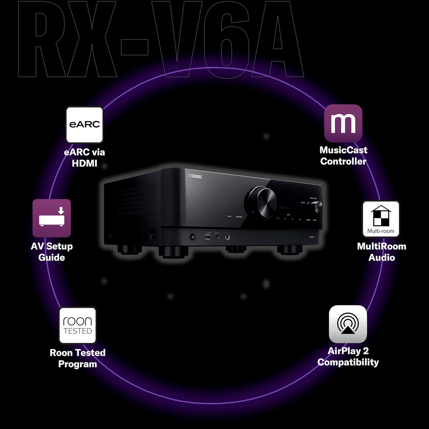 Yamaha AV-Receiver RX-V6A schwarz – Netzwerk-Receiver mit Dolby Atmos Height Virtualizer, Gaming spezifischen Funktionen und Voice Control Systemen – Allround-Talent mit 7.2 Kanälen