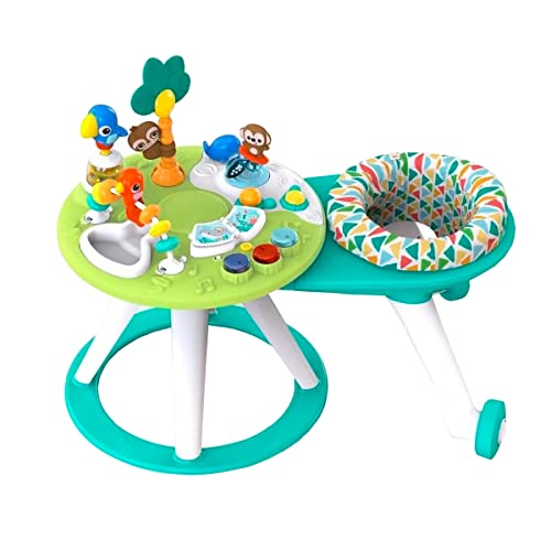Bright Starts, Tavolo e Centro Attività Around We Go Tropic Cool con Luci e Suoni, 10 Giochi di Attività, Girello Musicale, Sedile Girevole, Sviluppo Motorio, Verde, dai 6 Mesi  : Altro