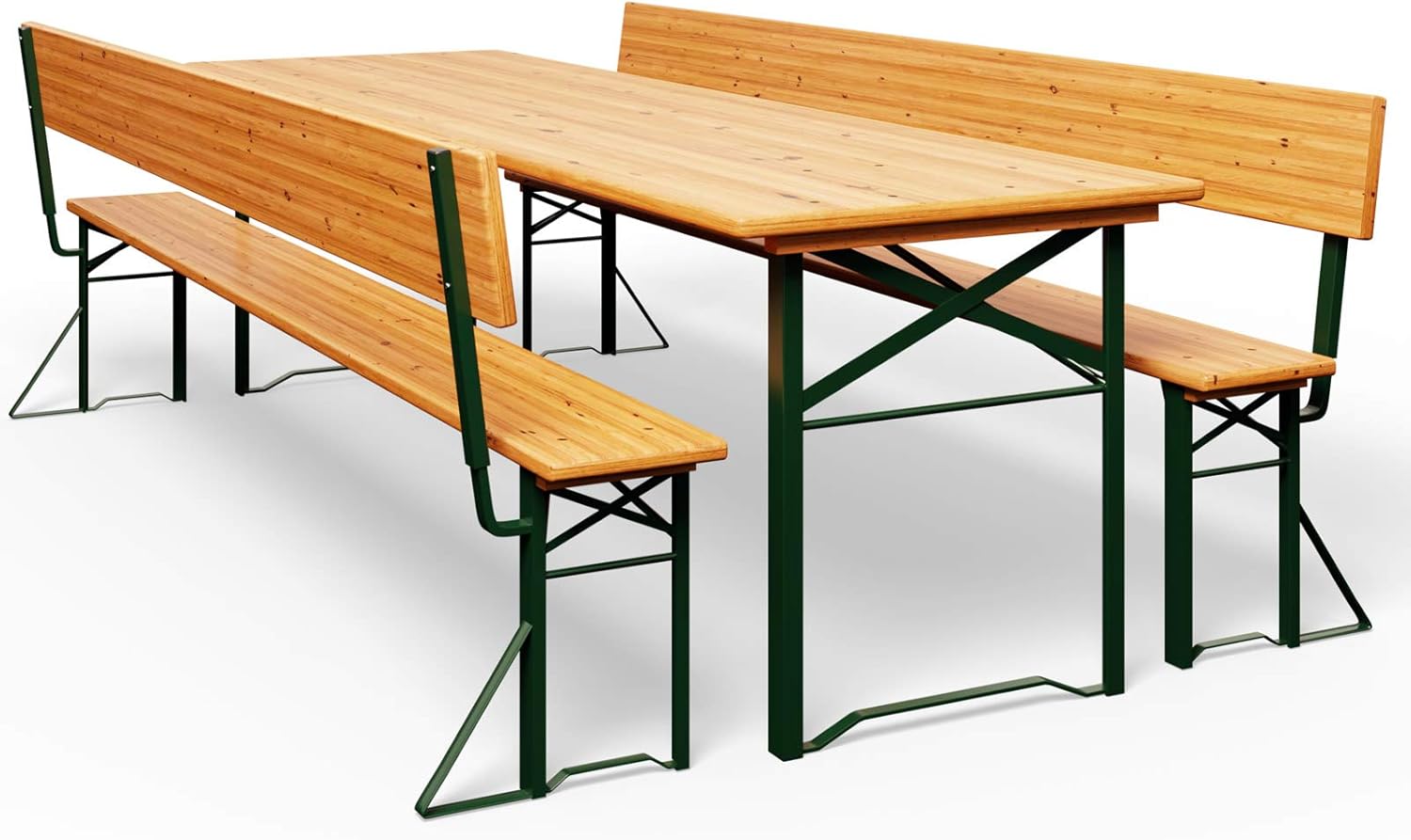 Casaria Set Mobili Stile Birreria 2X Panche da Sagra con Schienale 1x Tavolo 170x70x75 cm Salottino Esterno Feste Giardino