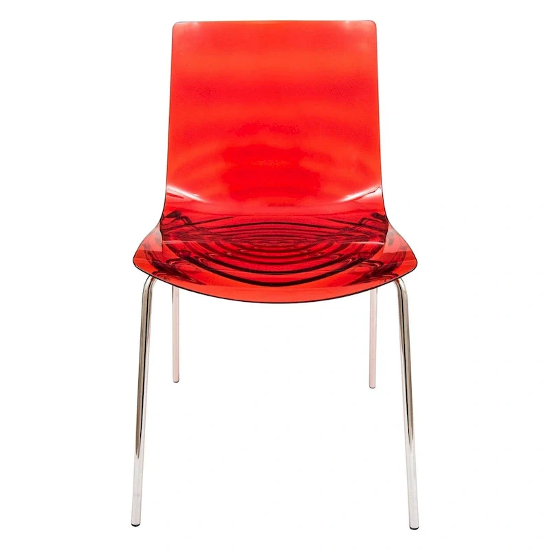 Acrylic Dining Chair with Chrome Legs Modern Accent Side Chair Water Ripple Design Seats
