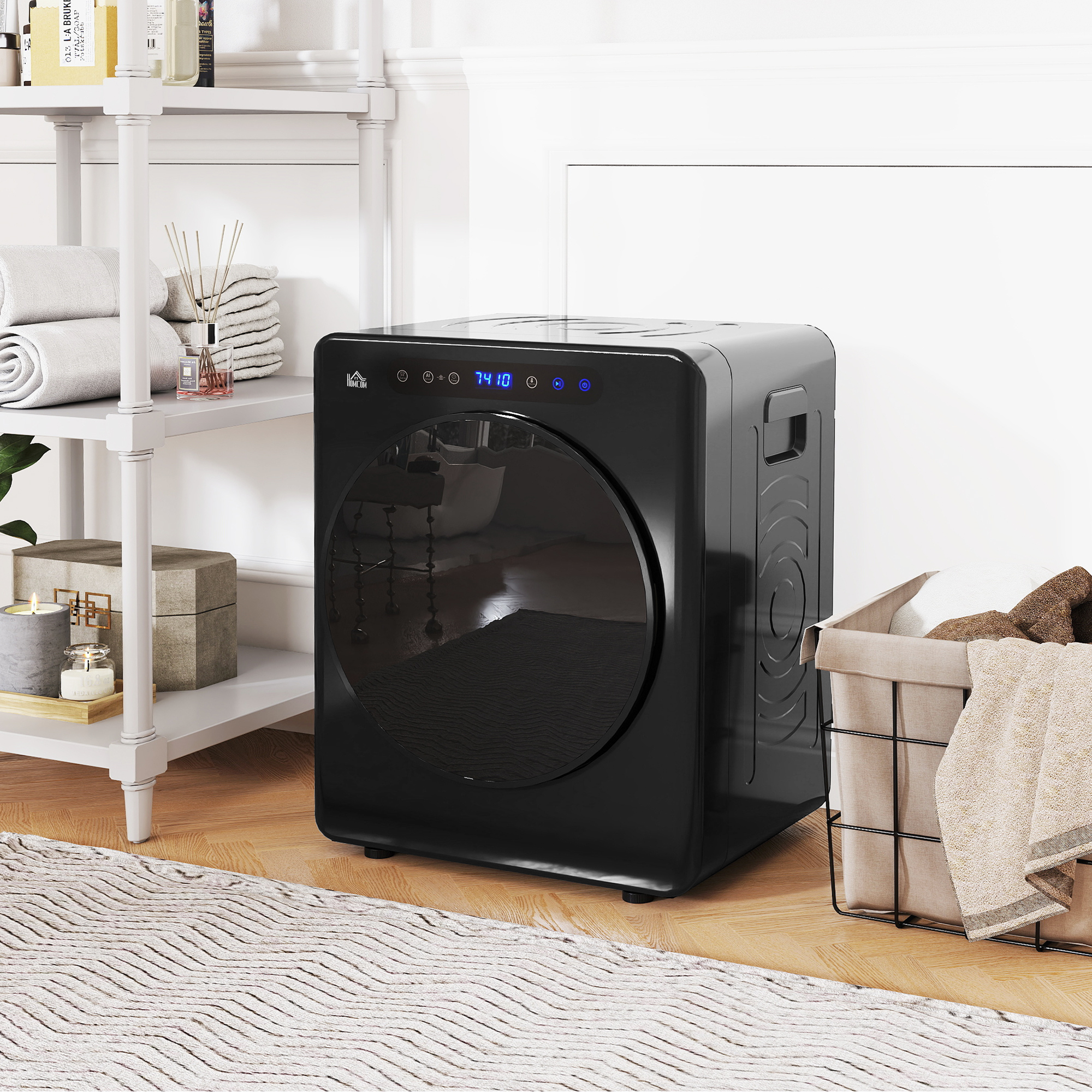 HOMCOM Wäschetrockner, 6 Programme, 40-60℃, 4 kg Kapazität, kompakt, Touch-Bedienung, Schwarz